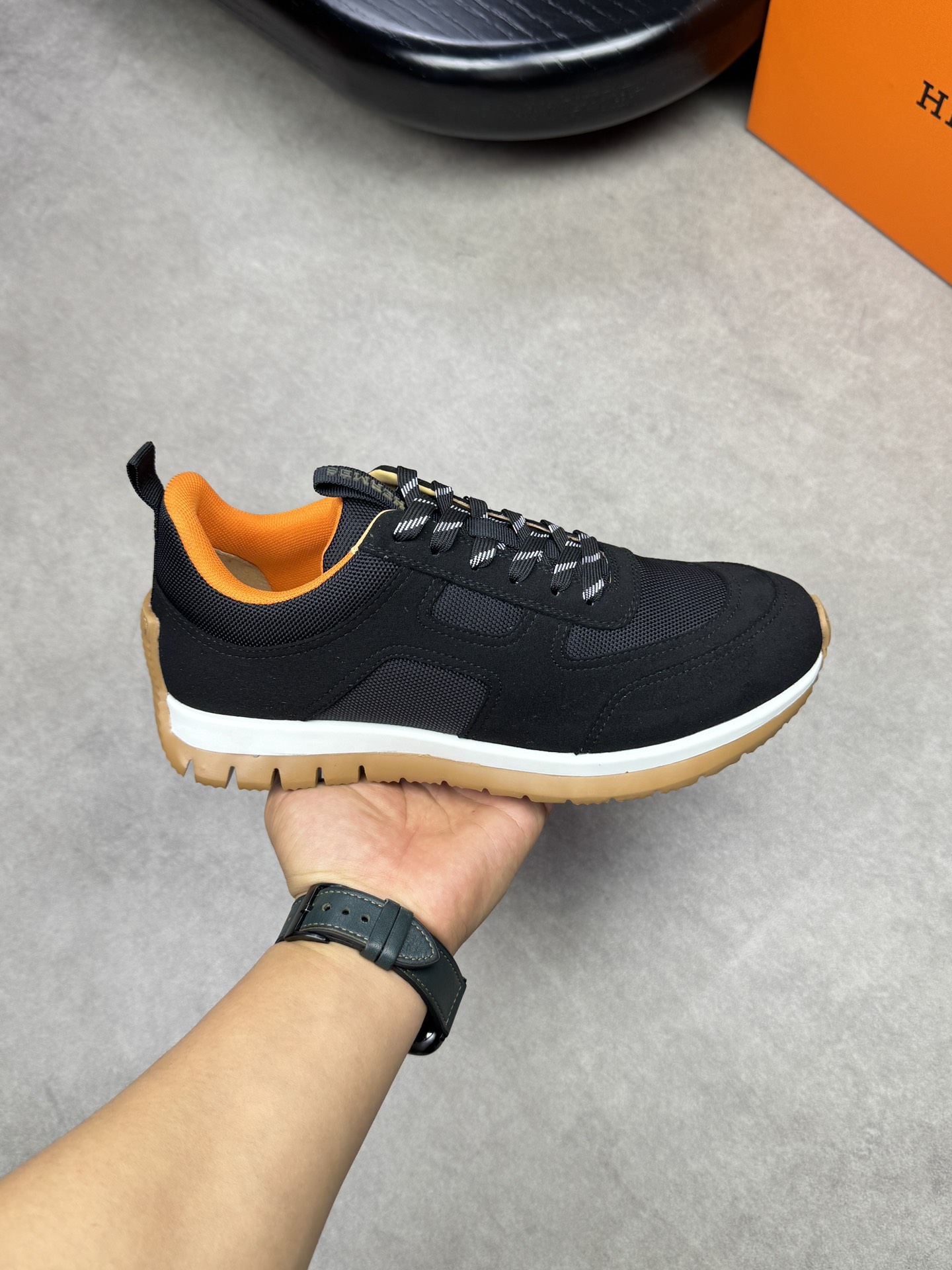 Hermes Men's Black Suede and Canvas H Totem Sneakers - Casual and Stylish 5 i1742020578 8498 3