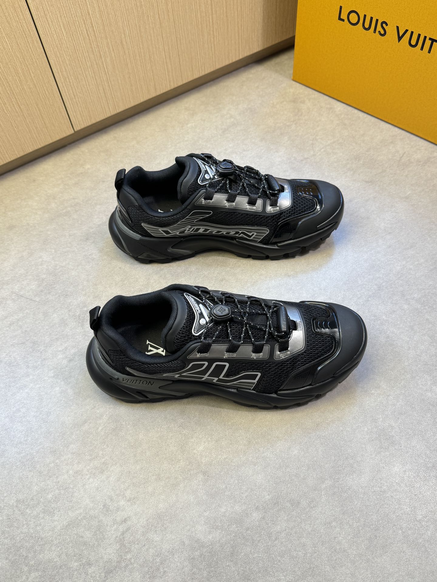 Louis Vuitton Men's Black Casual Sneakers Mesh Upper, Size 39-44 1 Louis Vuitton Men's Black Casual Sneakers Mesh Upper, Size 39-44