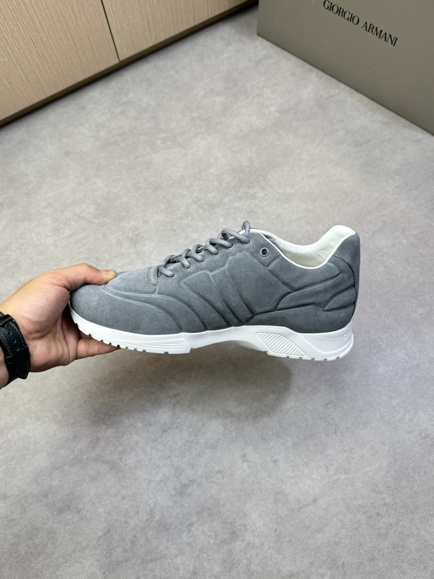 Giorgio Armani Men's Premium Nappa Leather Gray Casual Sneakers 6 i1743008349 8939 4