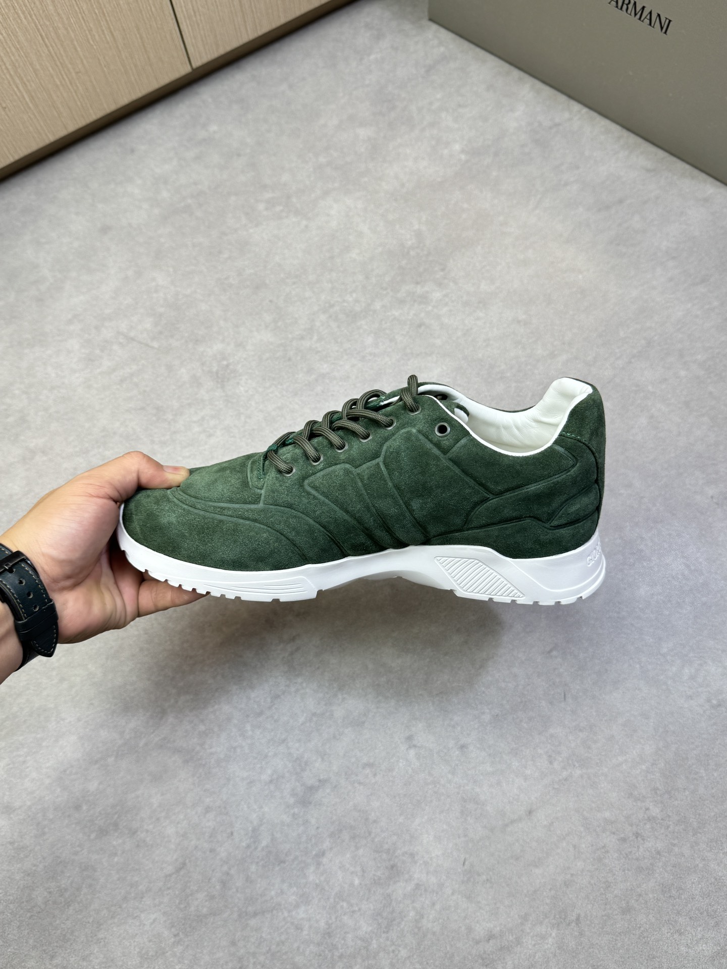 Giorgio Armani Men's Green Nappa Leather Sneakers - Casual & Comfortable 6 i1743008570 9916 4