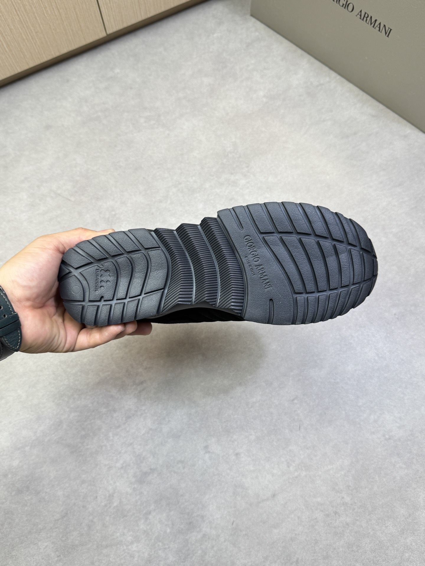 Giorgio Armani Men's Black Nappa Leather Sneakers Embossed Logo, Size 39-44 10 i1743008630 1007 8