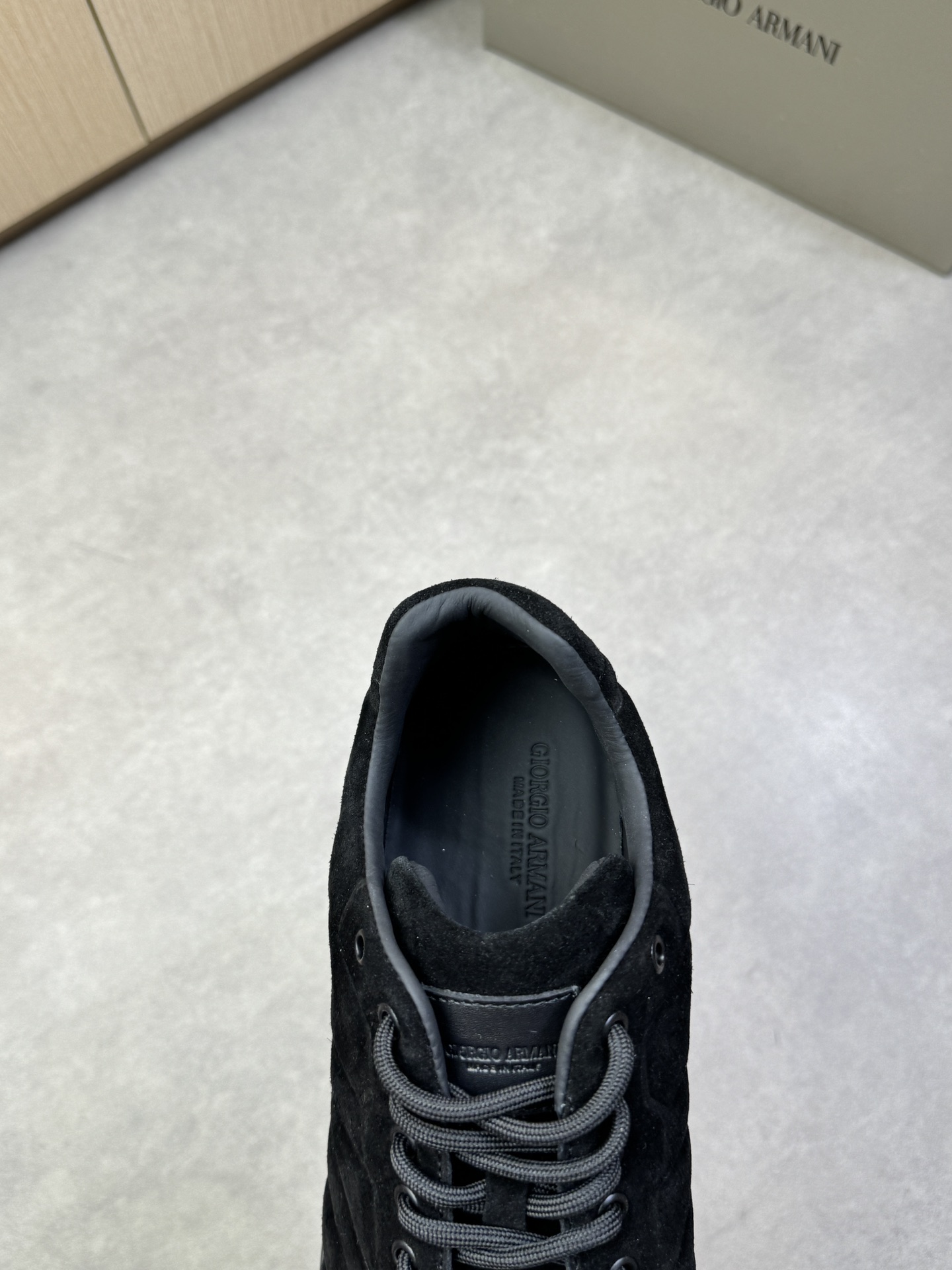 Giorgio Armani Men's Black Nappa Leather Sneakers Embossed Logo, Size 39-44 8 i1743008630 6598 6
