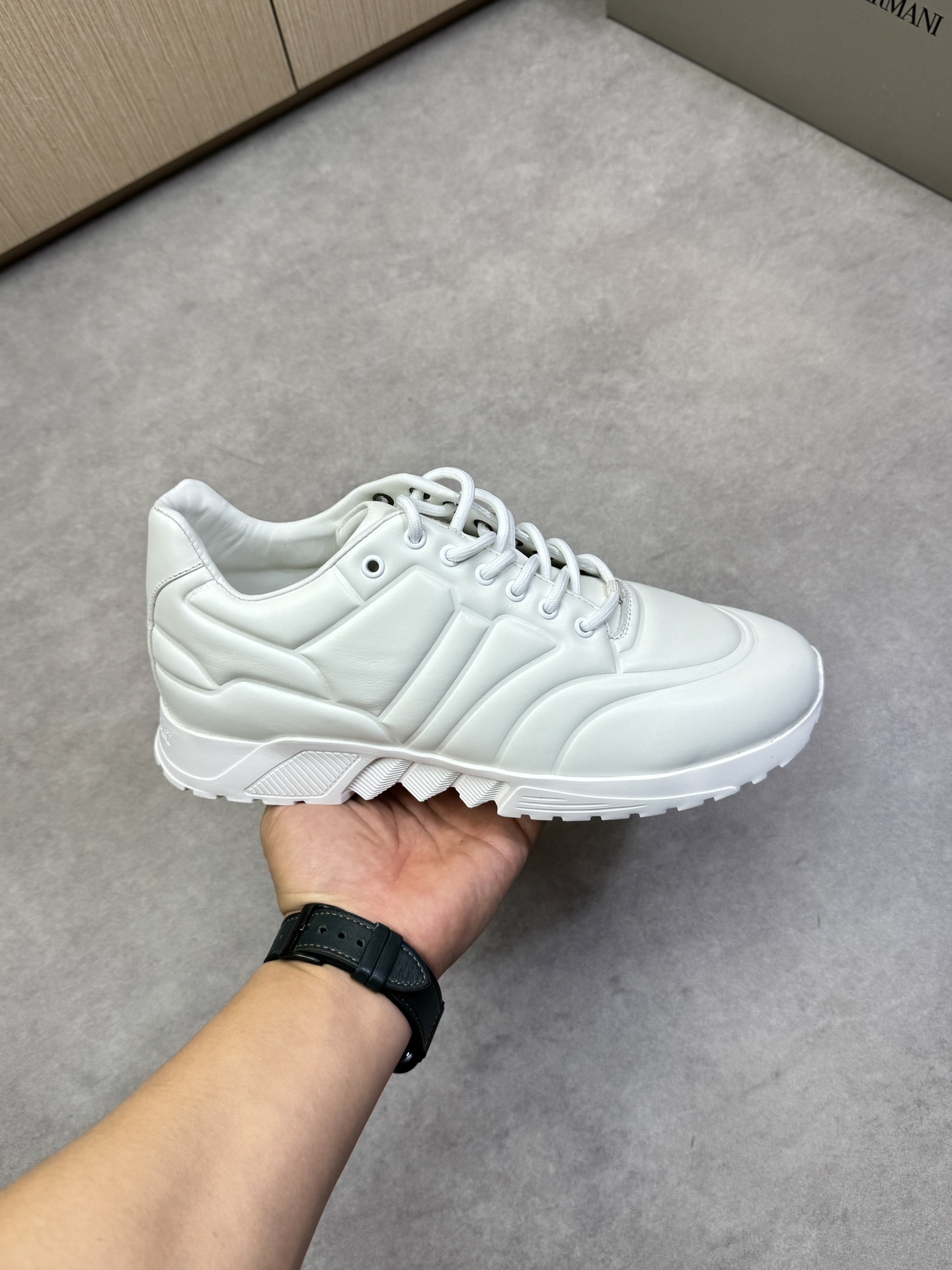 Giorgio Armani White Nappa Leather Sneakers With Embossed Logo - Size 39-44 5 i1743009787 3792 3
