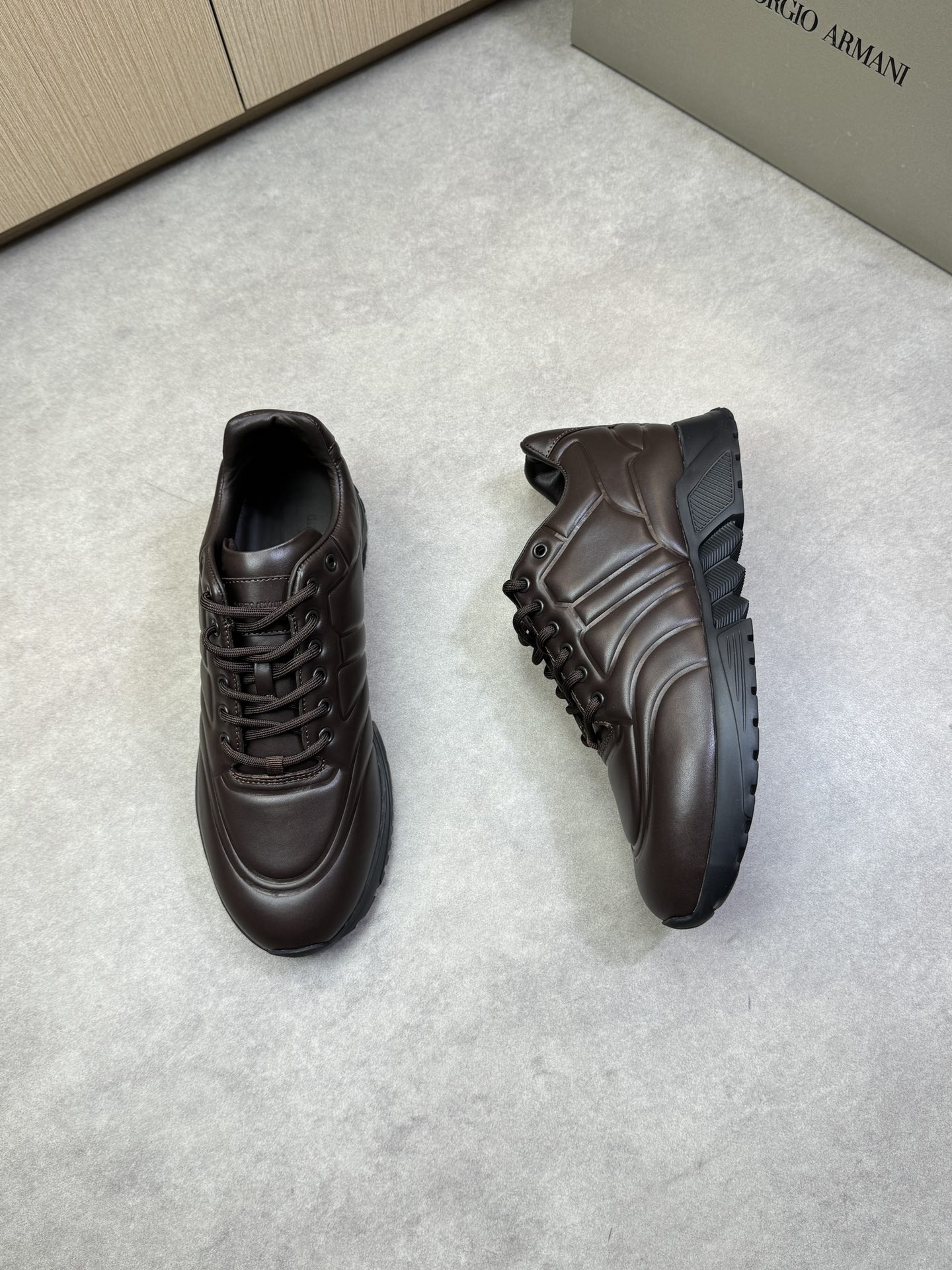 Giorgio Armani Men's Nappa Leather Sneakers, Brown, Sizes 39-44 3 i1743009847 3670 1