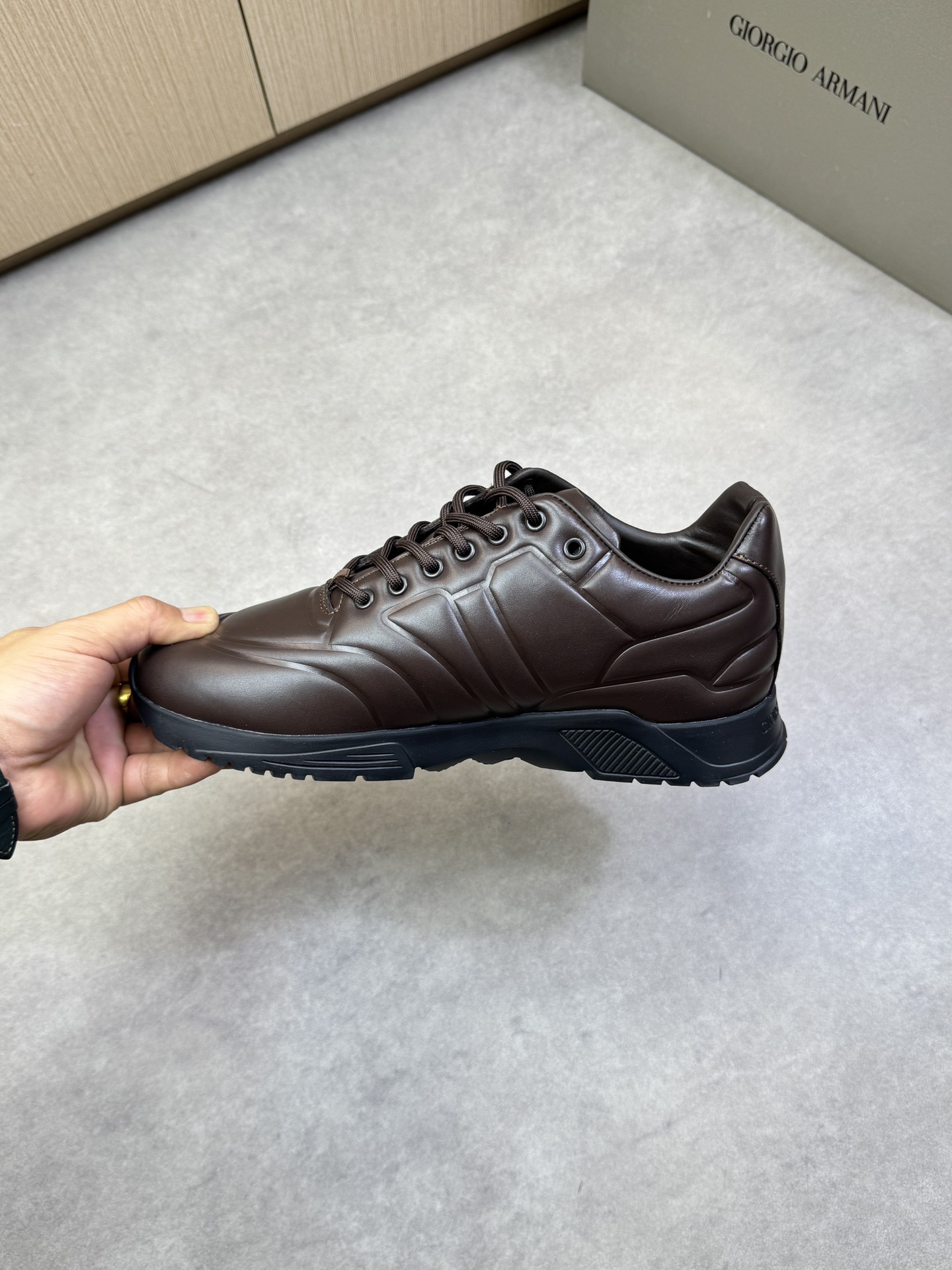 Giorgio Armani Men's Nappa Leather Sneakers, Brown, Sizes 39-44 6 i1743009847 8760 4