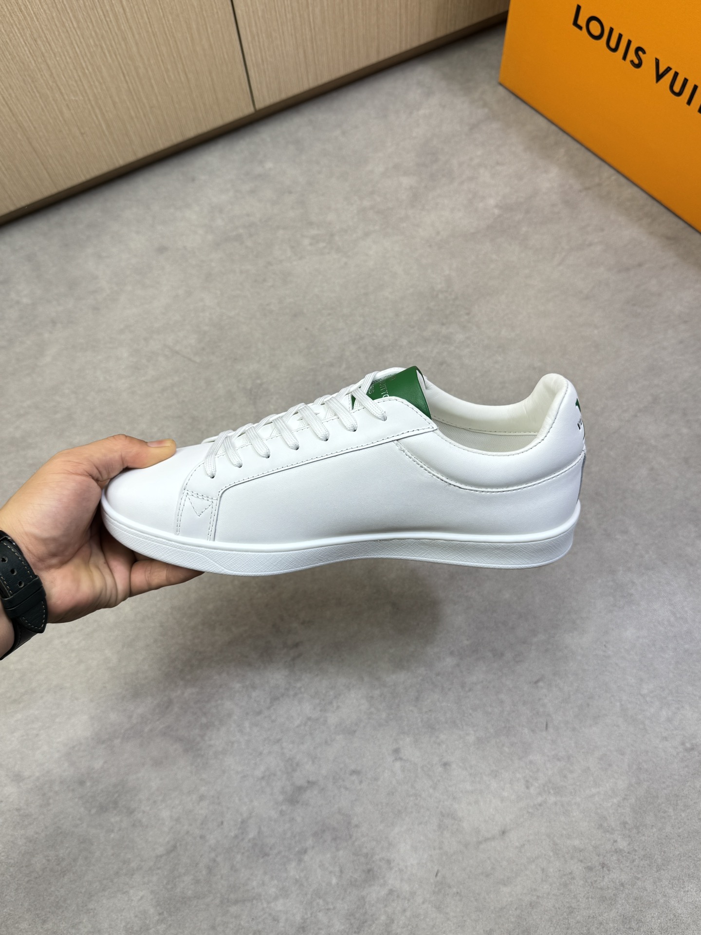 Louis Vuitton Men's Nappa Leather Casual Sneakers - White With Green Logo 6 i1743011311 2401 4