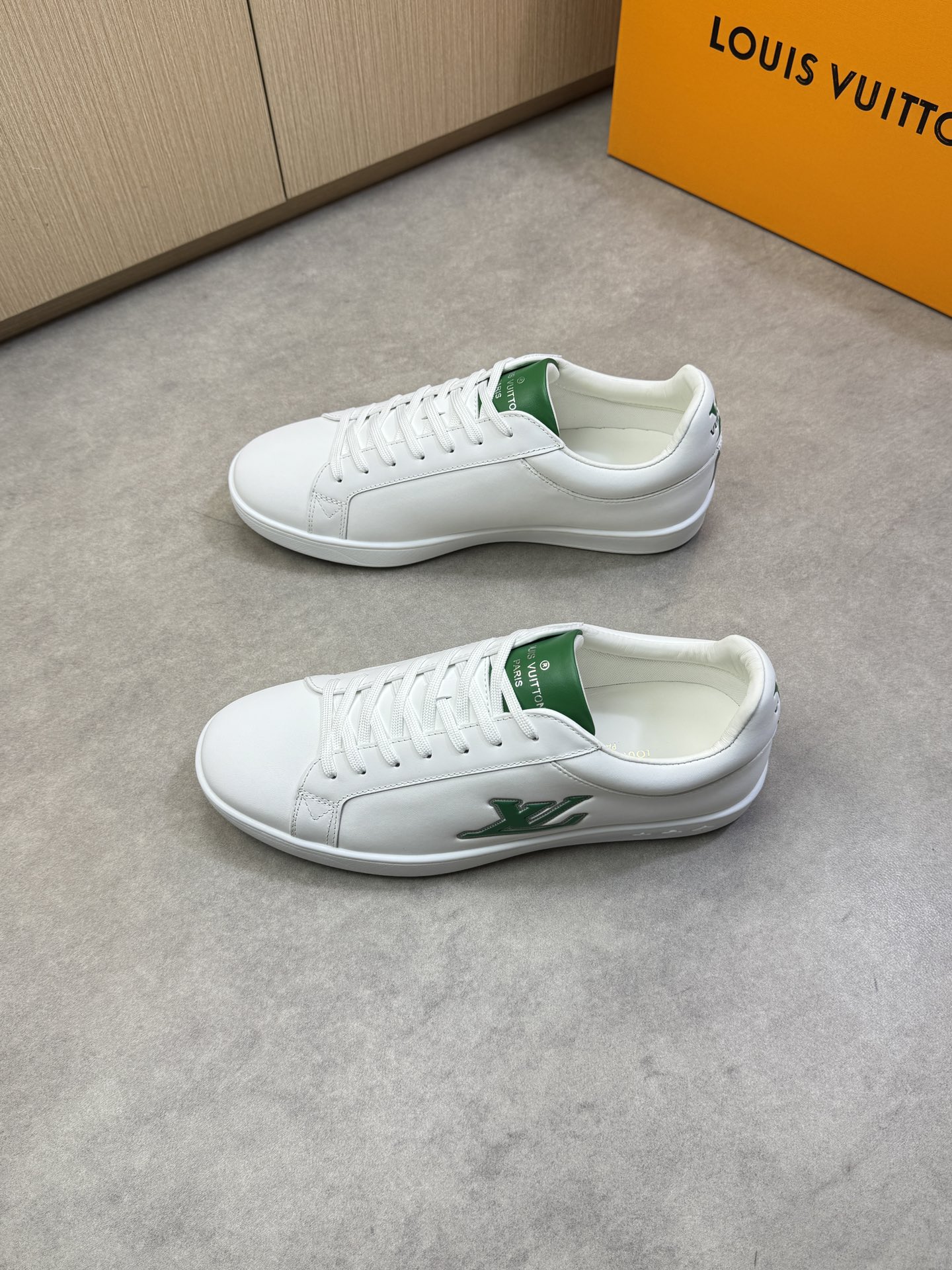 Louis Vuitton Men's Nappa Leather Casual Sneakers - White With Green Logo 4 i1743011311 7961 2