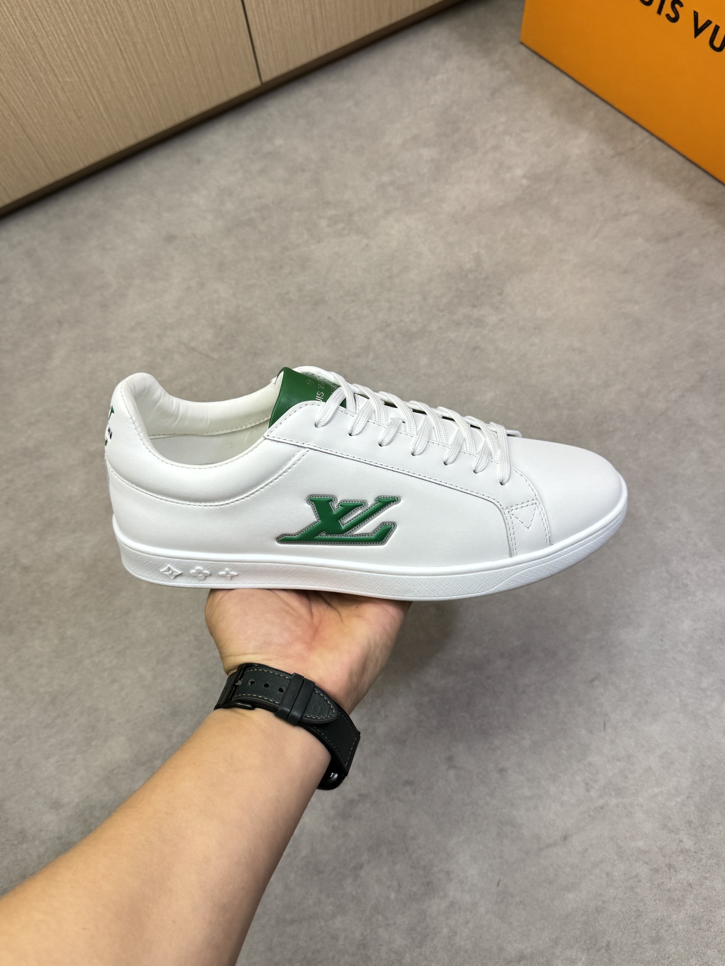 Louis Vuitton Men's Nappa Leather Casual Sneakers - White With Green Logo 5 i1743011311 9747 3