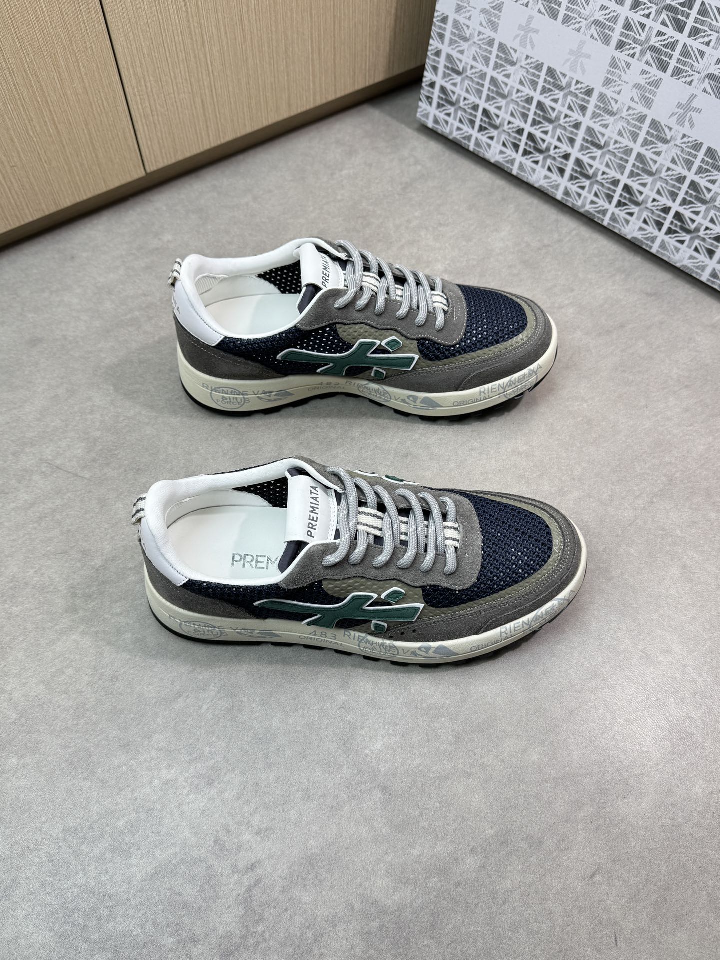 NO:275366,【PREMIATA】Premiata - High-end quality original single casual sneakers - Upper reverse velvet calfskin, brand hollow mesh cloth, sewing brand 