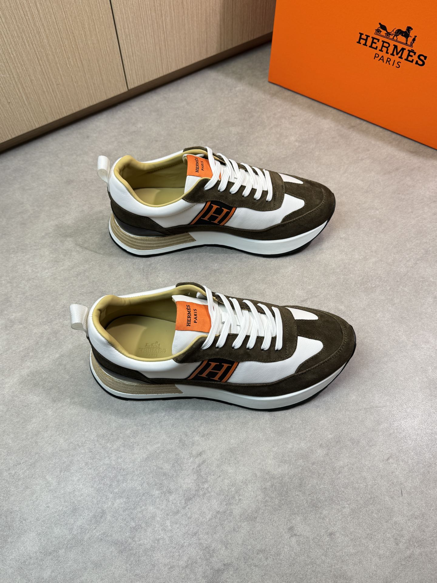 Hermes Men's Nappa and Suede Leather Casual Sneakers - Premium Quality 1 Hermes Men's Nappa and Suede Leather Casual Sneakers - Premium Quality