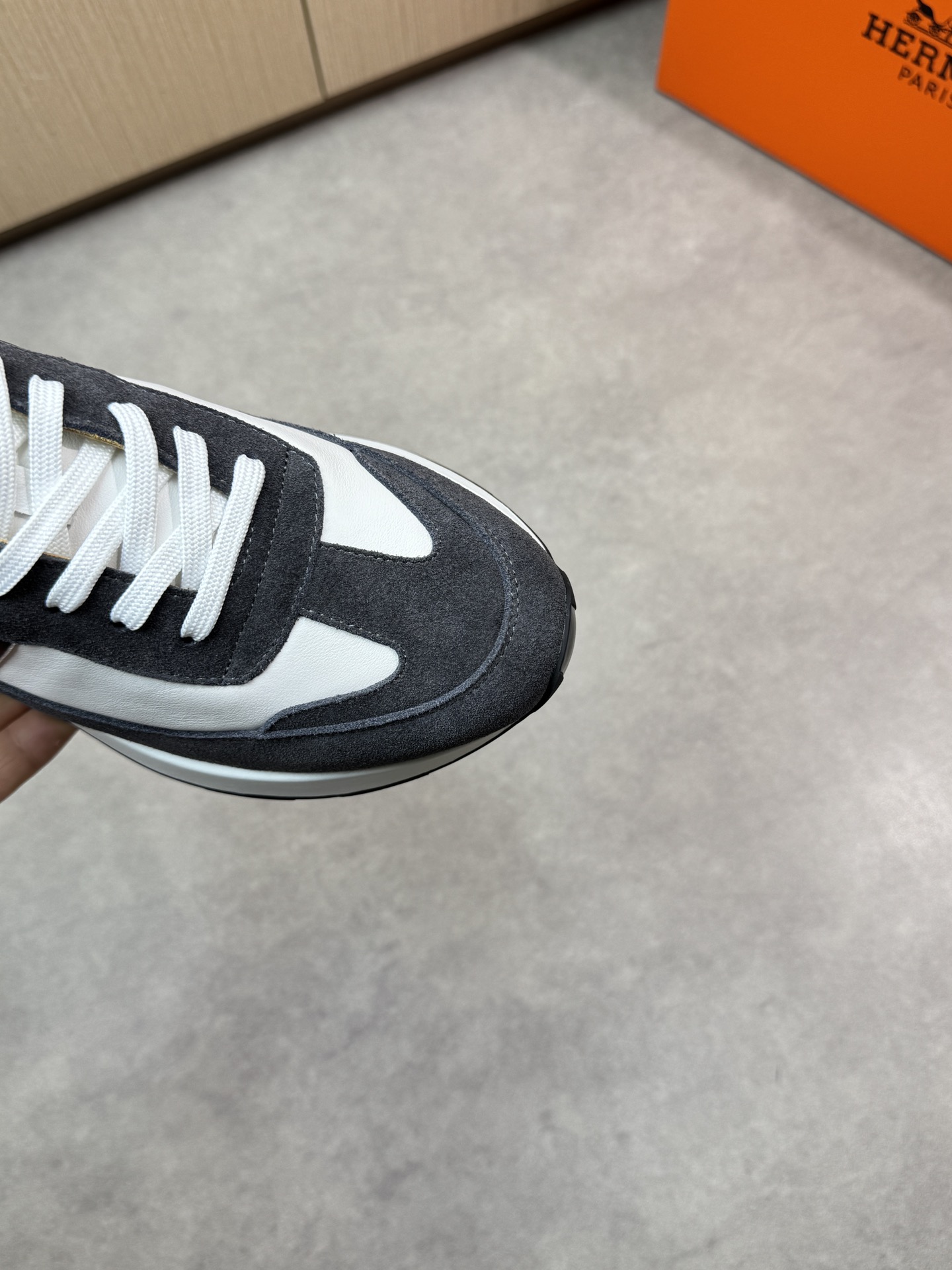 Hermes Men's White & Gray Nappa and Suede Leather Casual Sneakers 7 i1743183567 1668 5