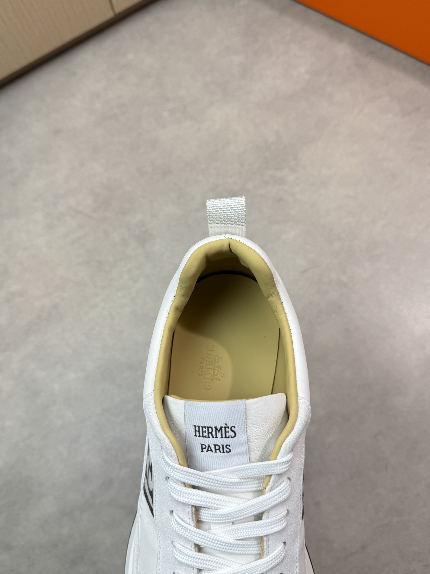 Hermès White Nappa Leather & Suede Sneakers with Logo Webbing 8 i1743183602 1364 6