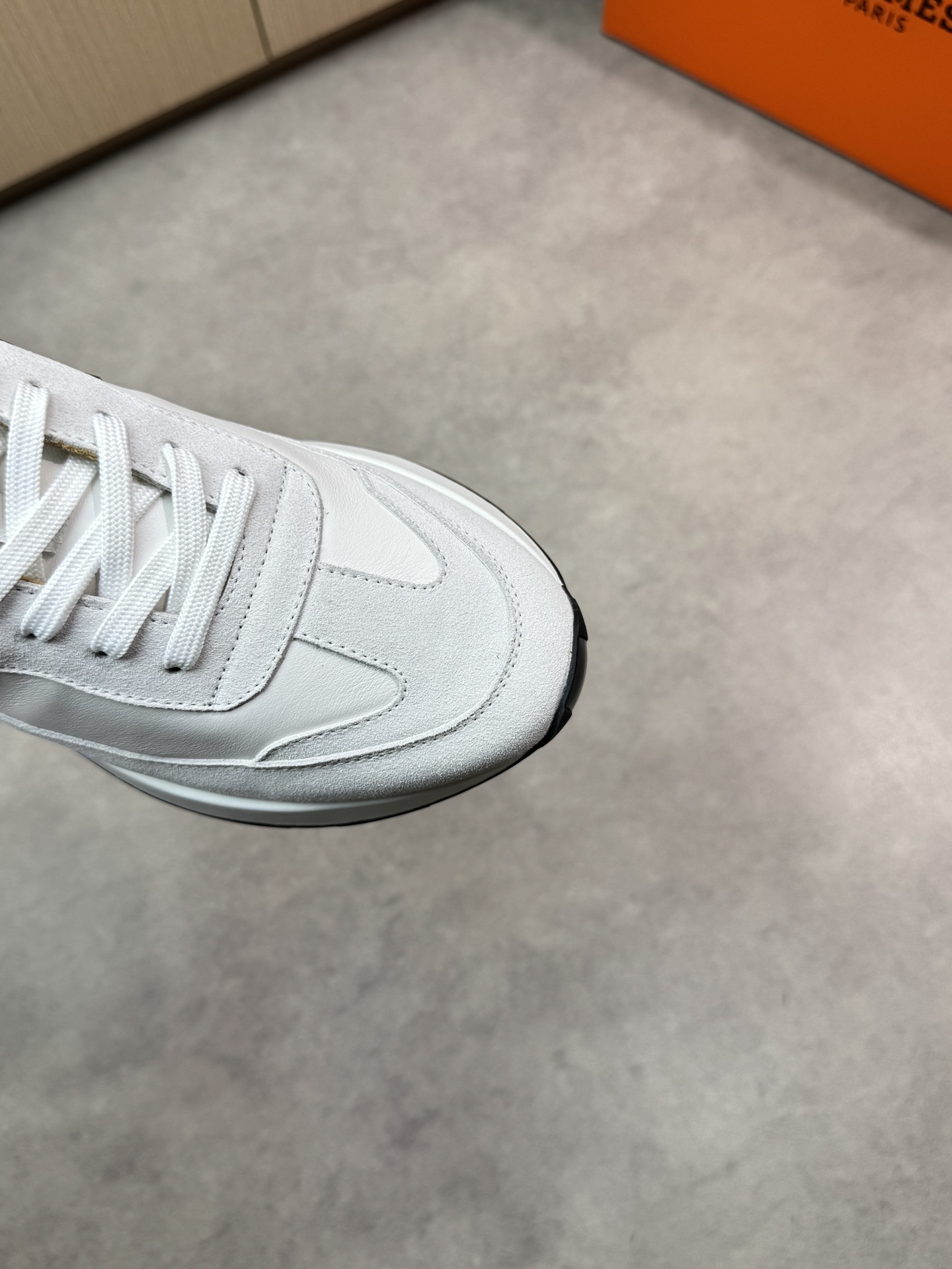 Hermès White Nappa Leather & Suede Sneakers with Logo Webbing 7 i1743183602 4783 5