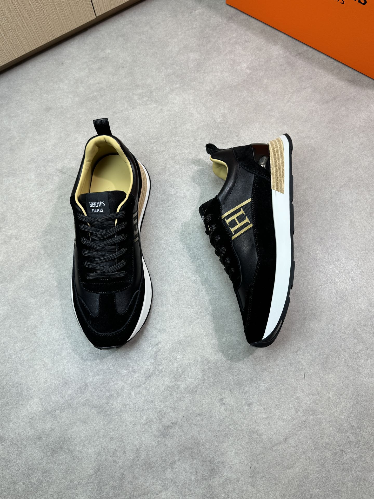 Hermes Men's Black Nappa & Suede Leather Sneakers with 'H' Logo - Size 39-44 3 i1743183620 256 1