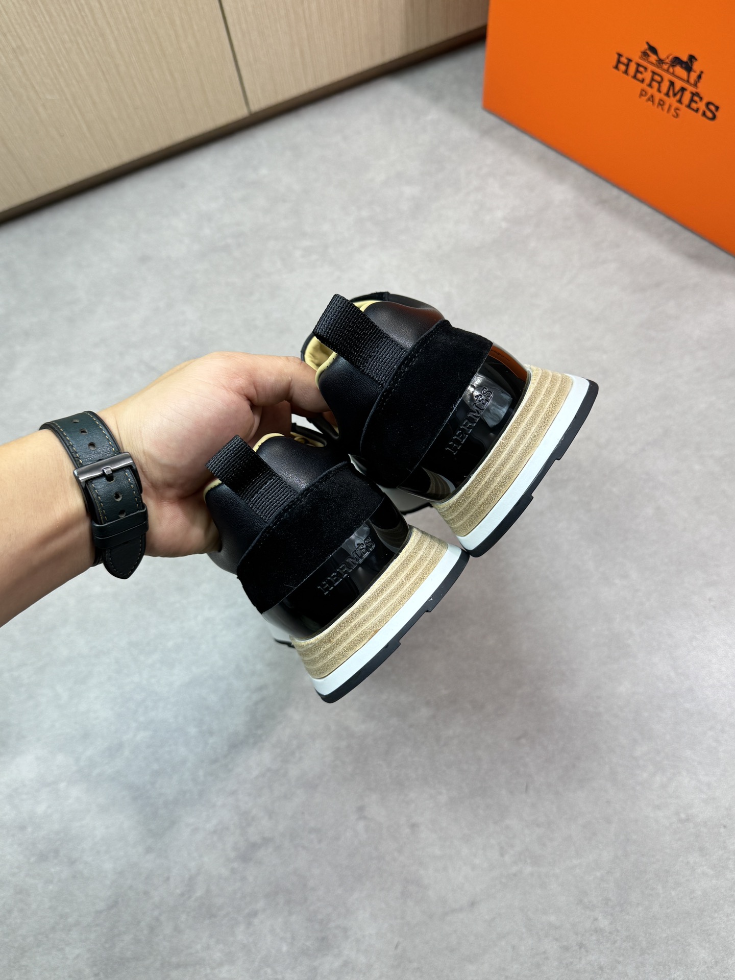 Hermes Men's Black Nappa & Suede Leather Sneakers with 'H' Logo - Size 39-44 9 i1743183620 3315 7
