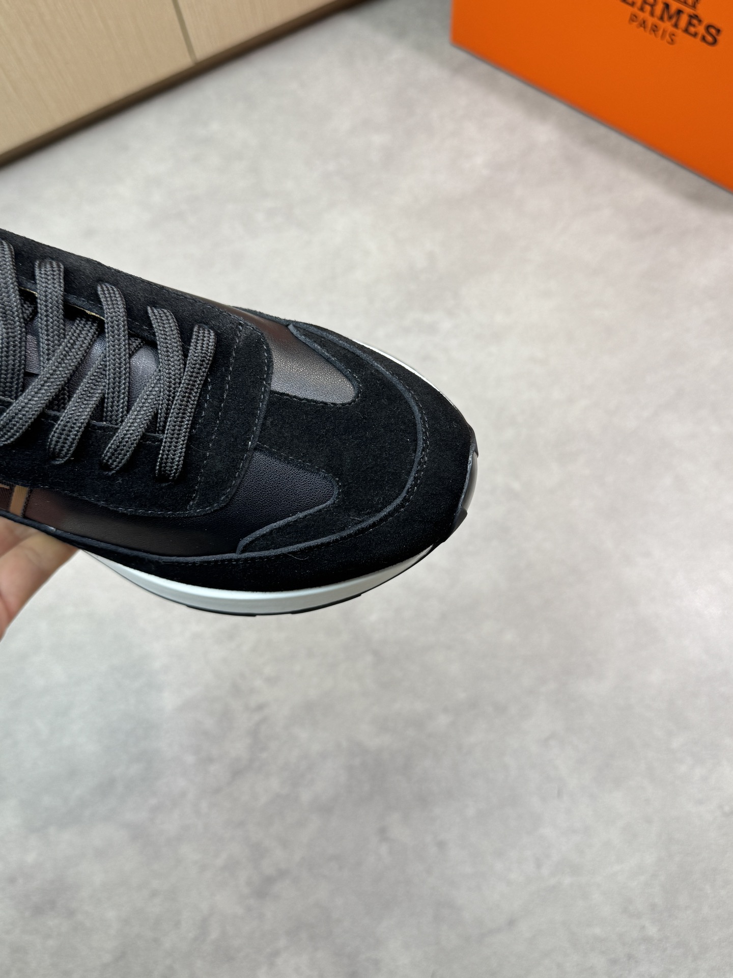 Hermes Men's Black Nappa & Suede Leather Sneakers with 'H' Logo - Size 39-44 7 i1743183620 5047 5