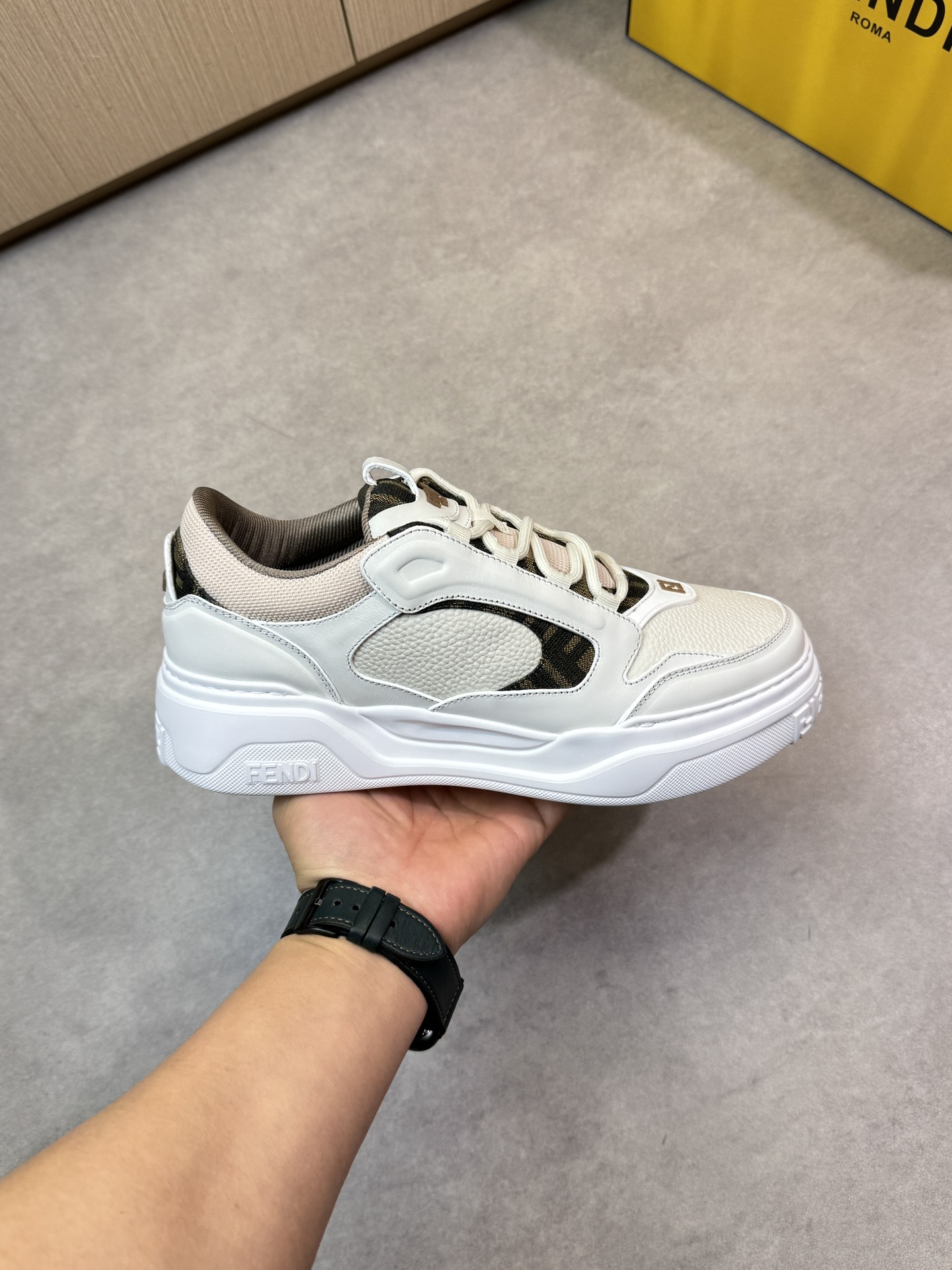 Fendi Men's White Leather Casual Sneakers with Logo Detail Size 39-44 5 i1743184109 9254 3