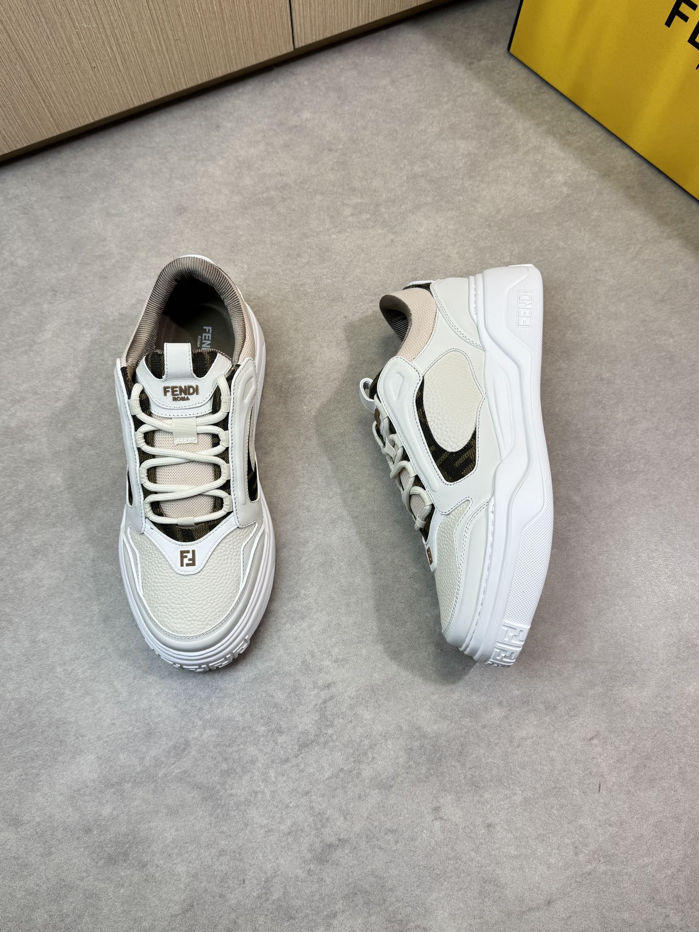 Fendi Men's White Leather Casual Sneakers with Logo Detail Size 39-44 3 i1743184109 9772 1