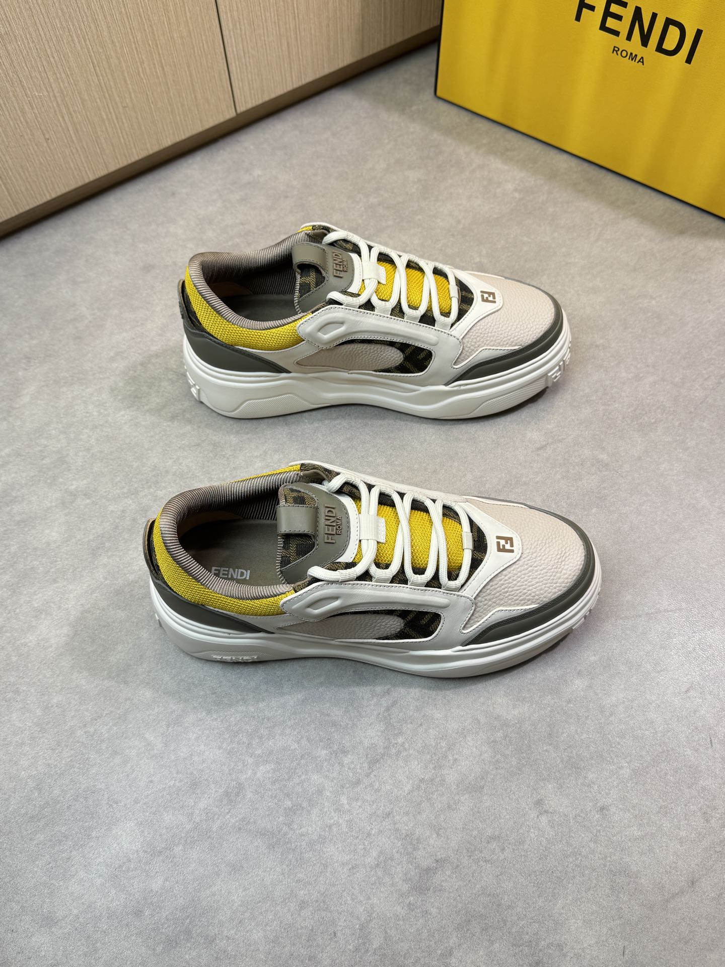 Fendi Men's Nappa Leather & Rubber Sole Sneakers - Casual & Comfortable 1 Fendi Men's Nappa Leather & Rubber Sole Sneakers - Casual & Comfortable