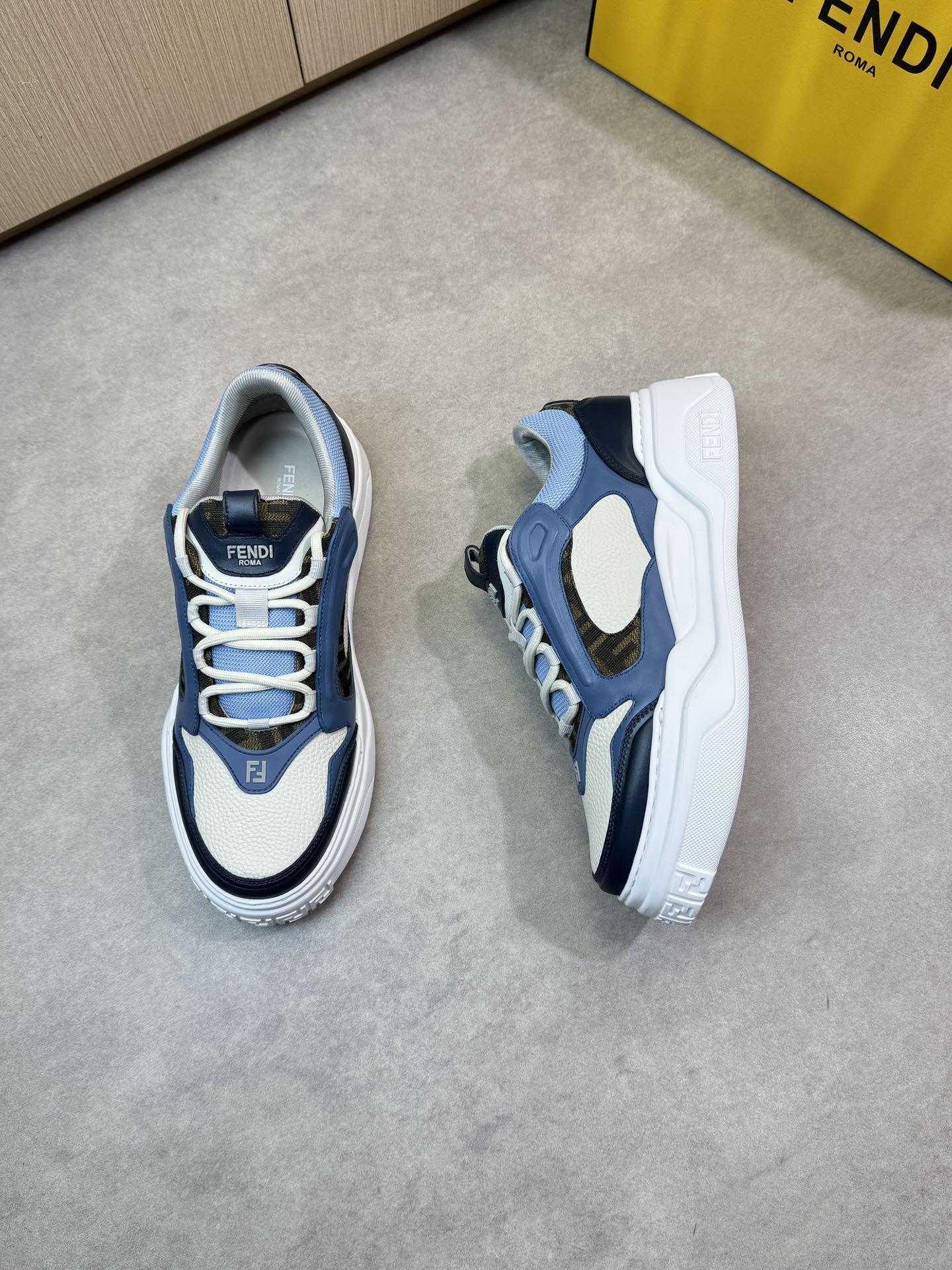 Fendi Men's Nappa Leather & Canvas Sneakers - Blue/White, Sizes 39-44 3 i1743184334 3671 1