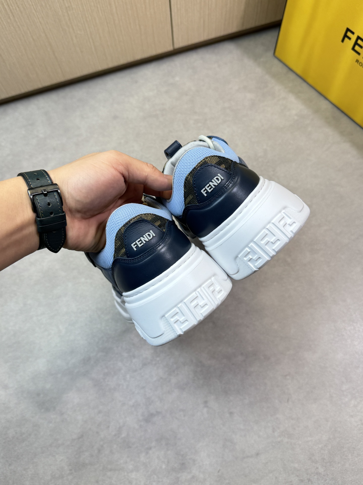 Fendi Men's Nappa Leather & Canvas Sneakers - Blue/White, Sizes 39-44 9 i1743184334 4907 7