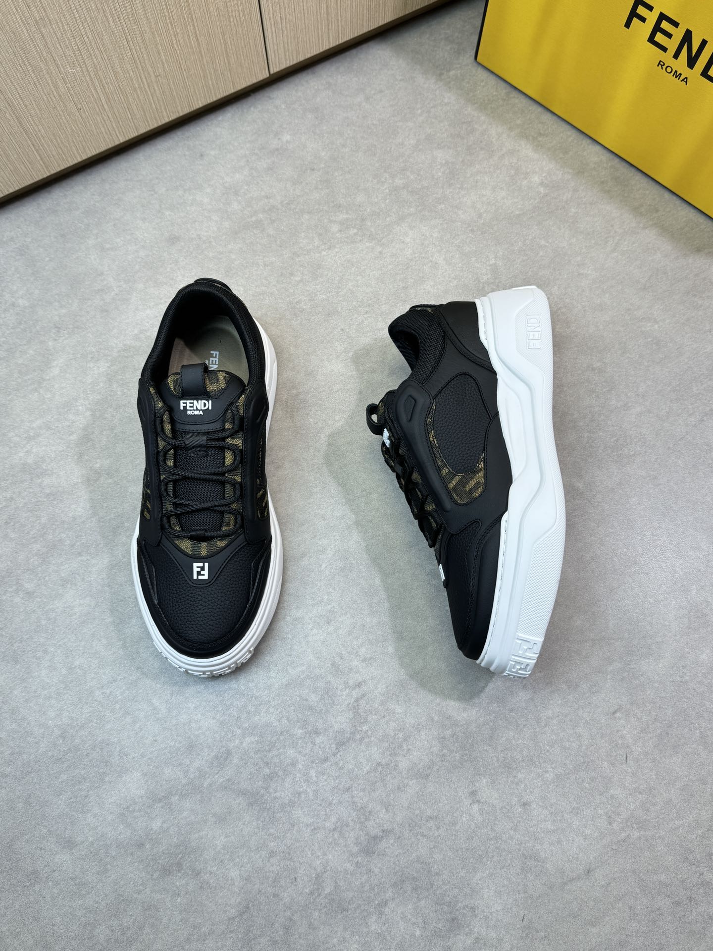 Fendi Men's Nappa and Litchi Leather Sneakers with Brand Logo - Size 39-44 3 i1743184371 2322 1