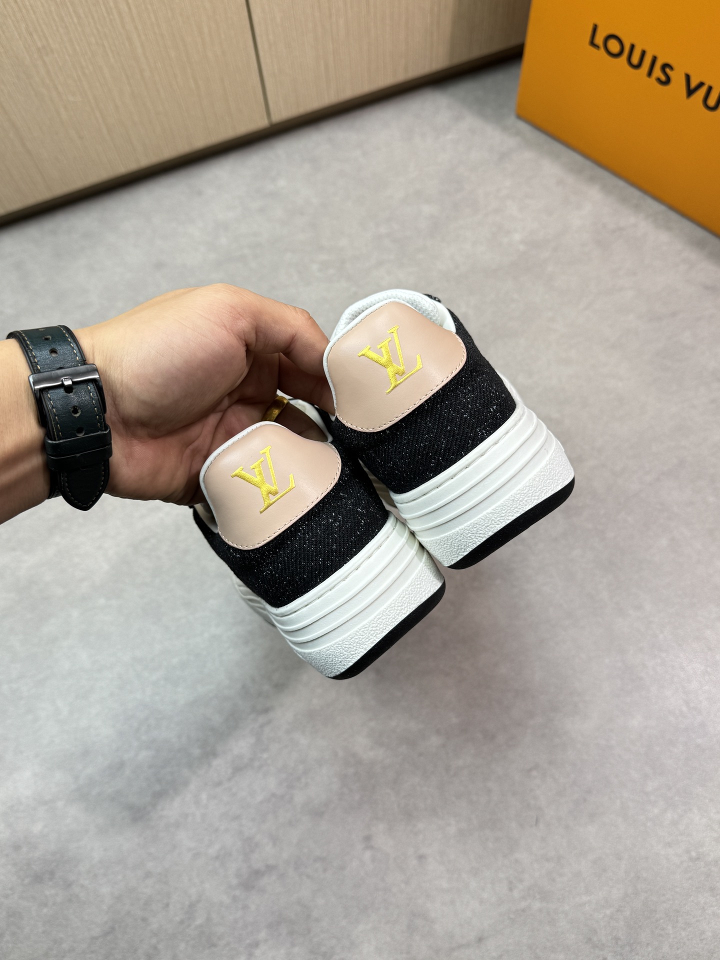 Louis Vuitton Women's/Men's Monogram Nappa Leather Sneakers, Black, Size 35-44 9 i1743271009 8902 7