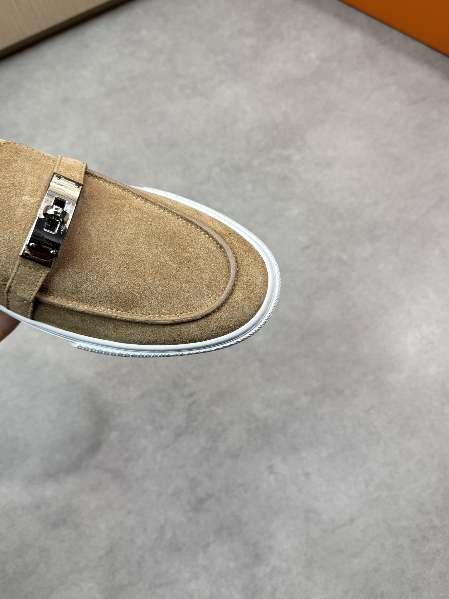 Hermes Men's Casual Loafers Suede Leather with Metal Buckle, Beige ,Size 38-44 7 i1743354721 9843 5