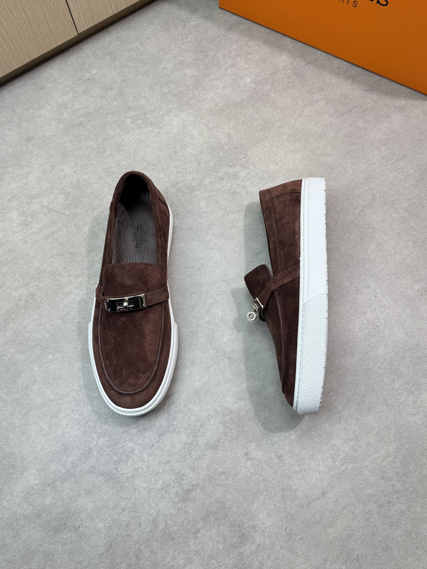 Hermes Premium Quality Suede Leather Loafers with Metal Buckle Detail 3 i1743354766 1656 1