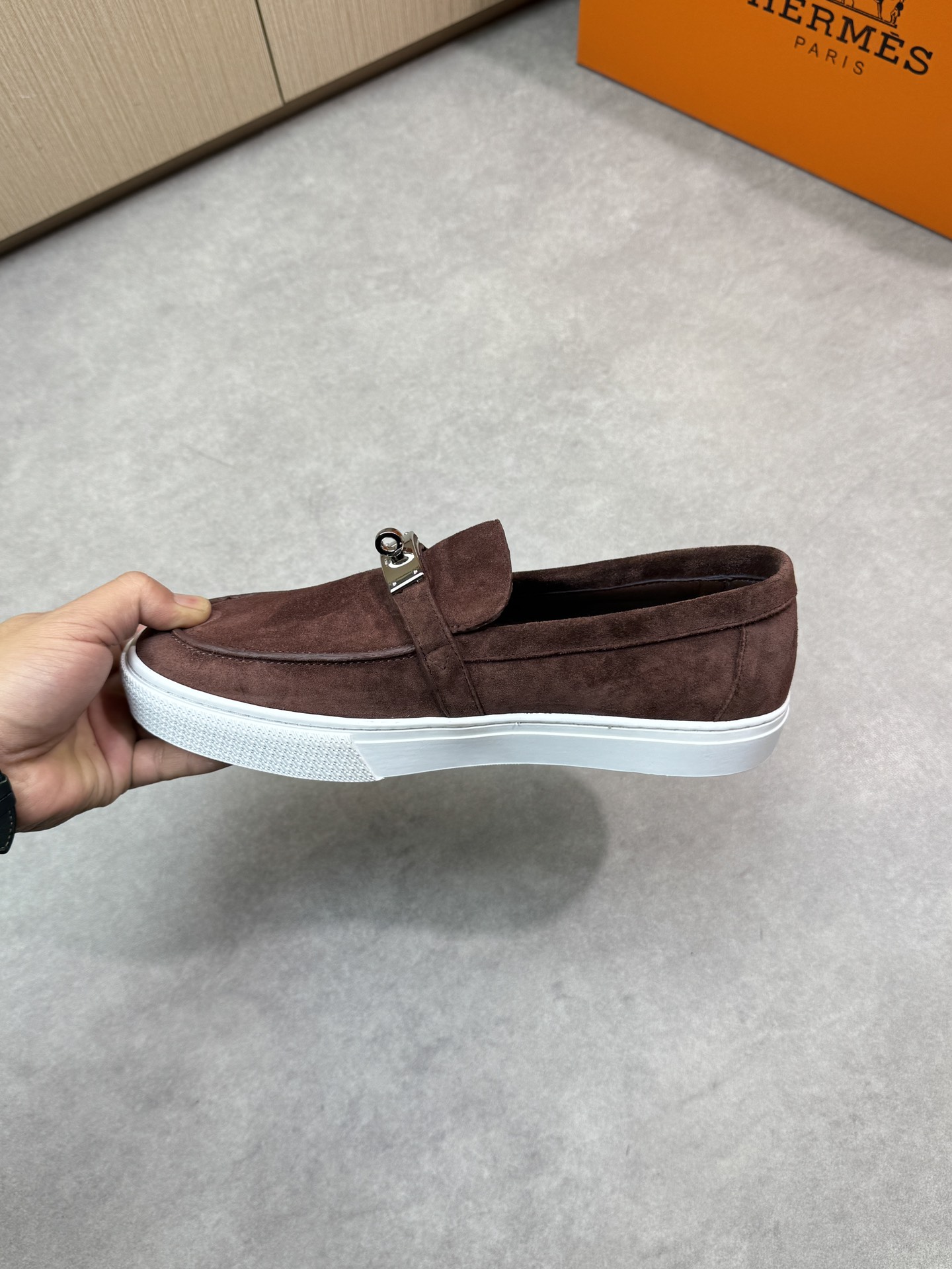 Hermes Premium Quality Suede Leather Loafers with Metal Buckle Detail 6 i1743354766 3408 4