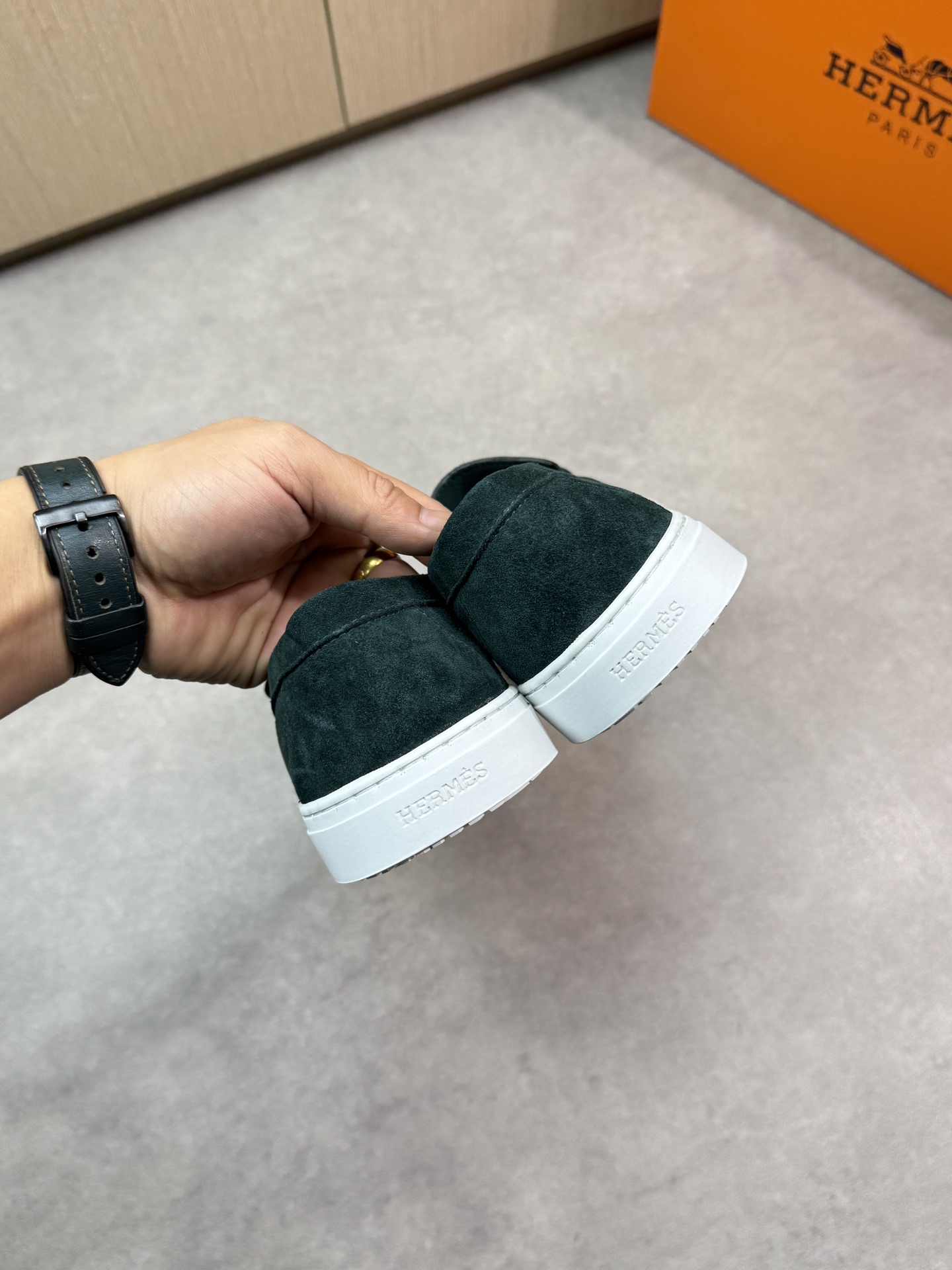 Hermès Premium Leather Sneakers with Metal Buckle Accent, Emerald Green 9 i1743354779 7786 7