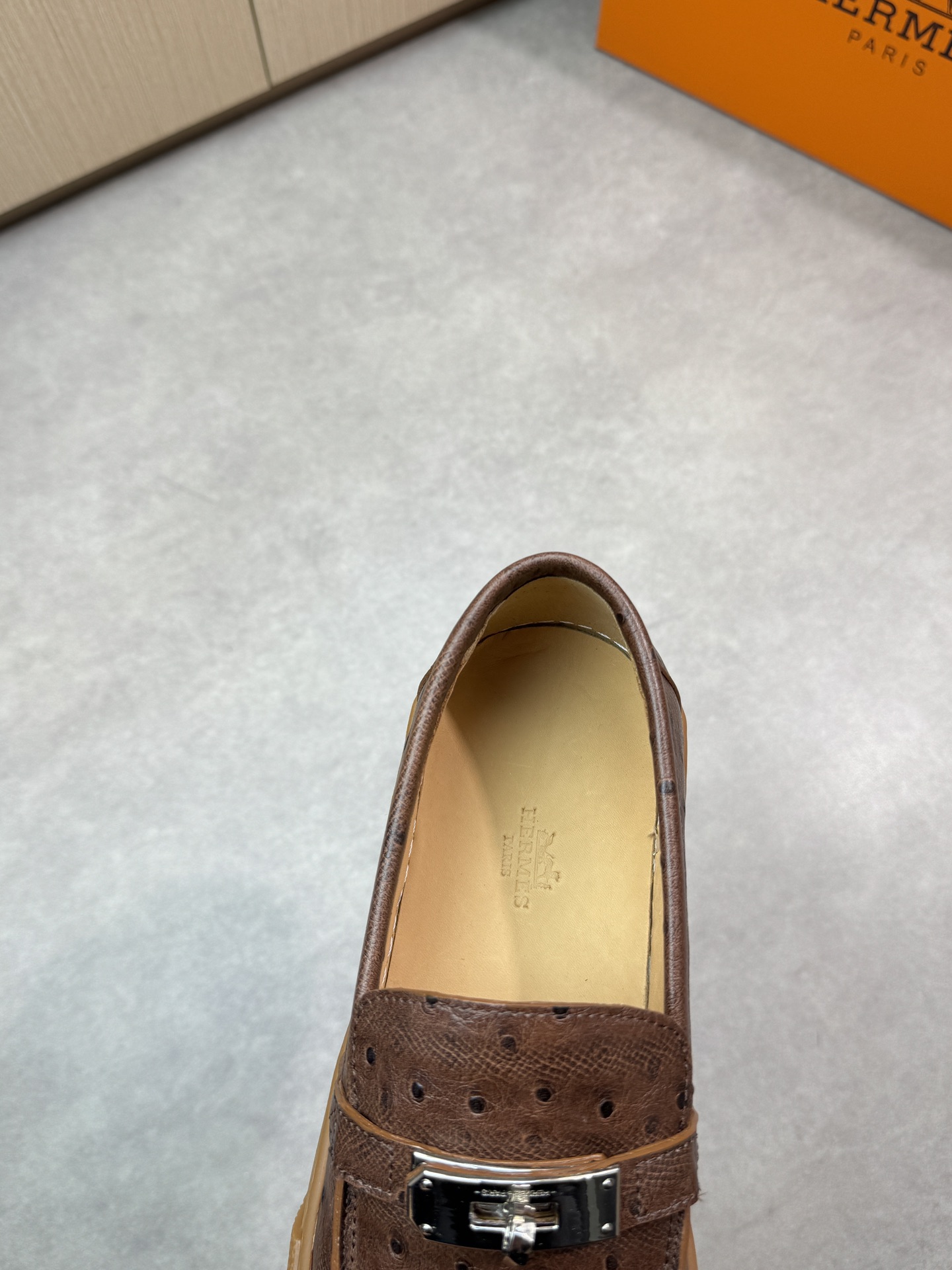 Hermes Men's Brown Leather Loafers with Metal Buckle Accent - Size 38-44 8 i1743354808 1823 6