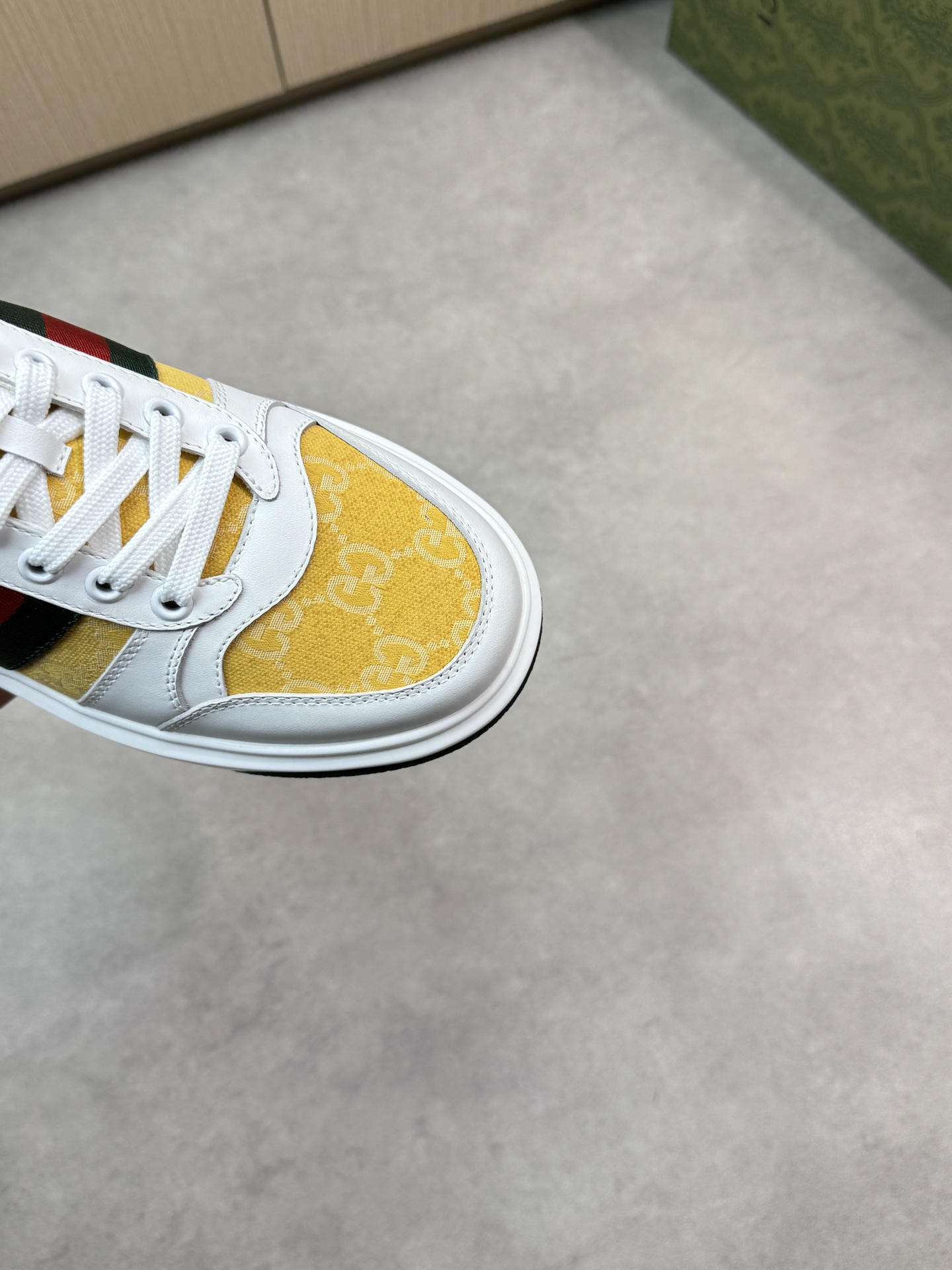 Gucci Men's Leather Sneaker with Web stripe and gold Gucci print 7 i1743355748 505 5