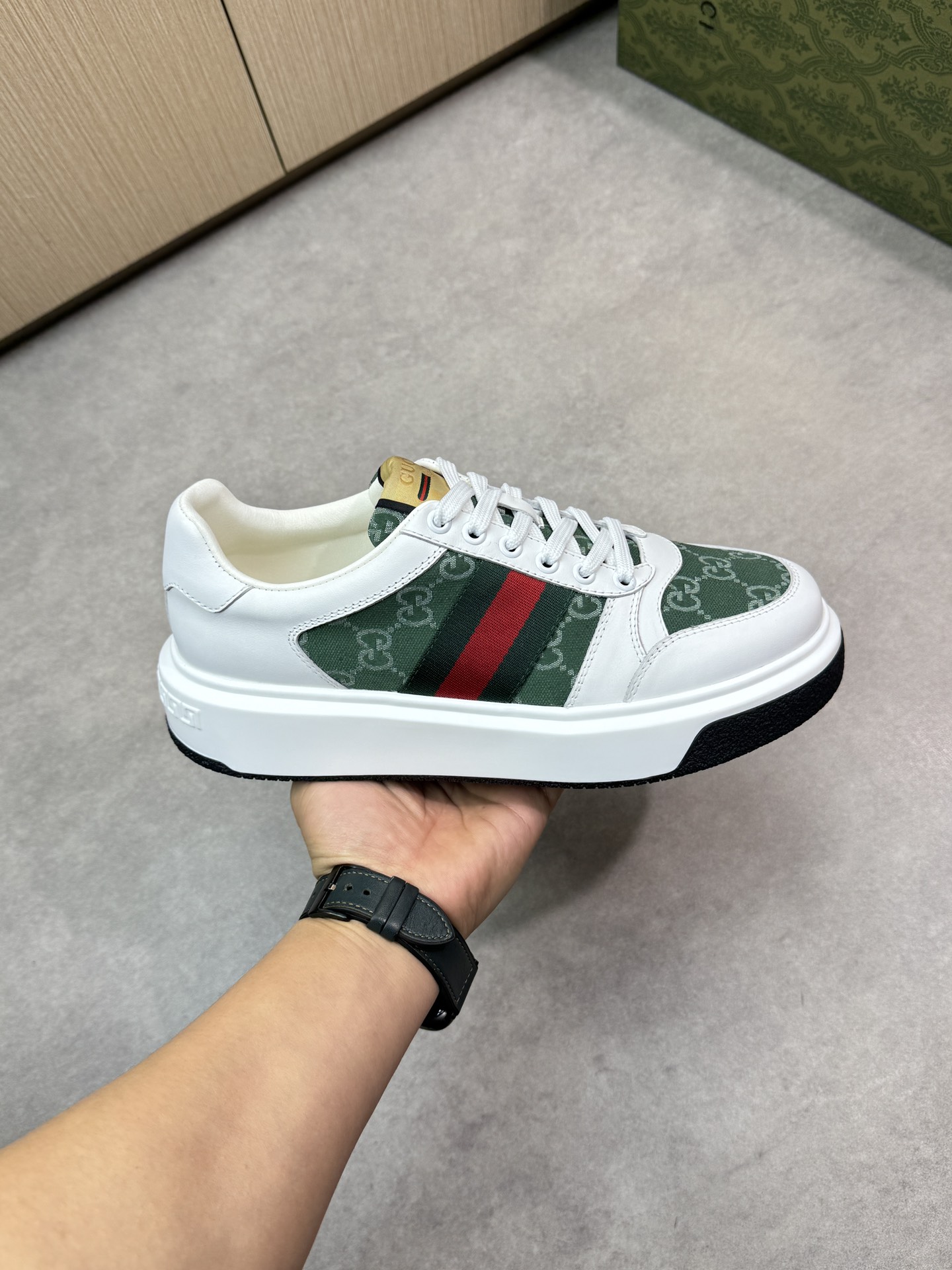 Gucci Men's Ace Embroidered Low-Top Sneakers, White Leather, Size 38-44 5 i1743355830 3144 3