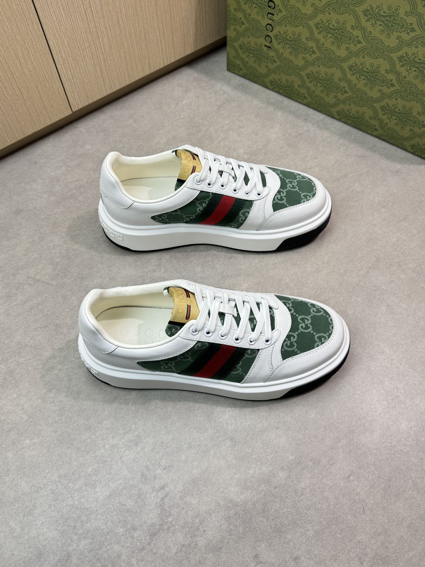 Gucci Men's Ace Embroidered Low-Top Sneakers, White Leather, Size 38-44 2 i1743355830 6420 0
