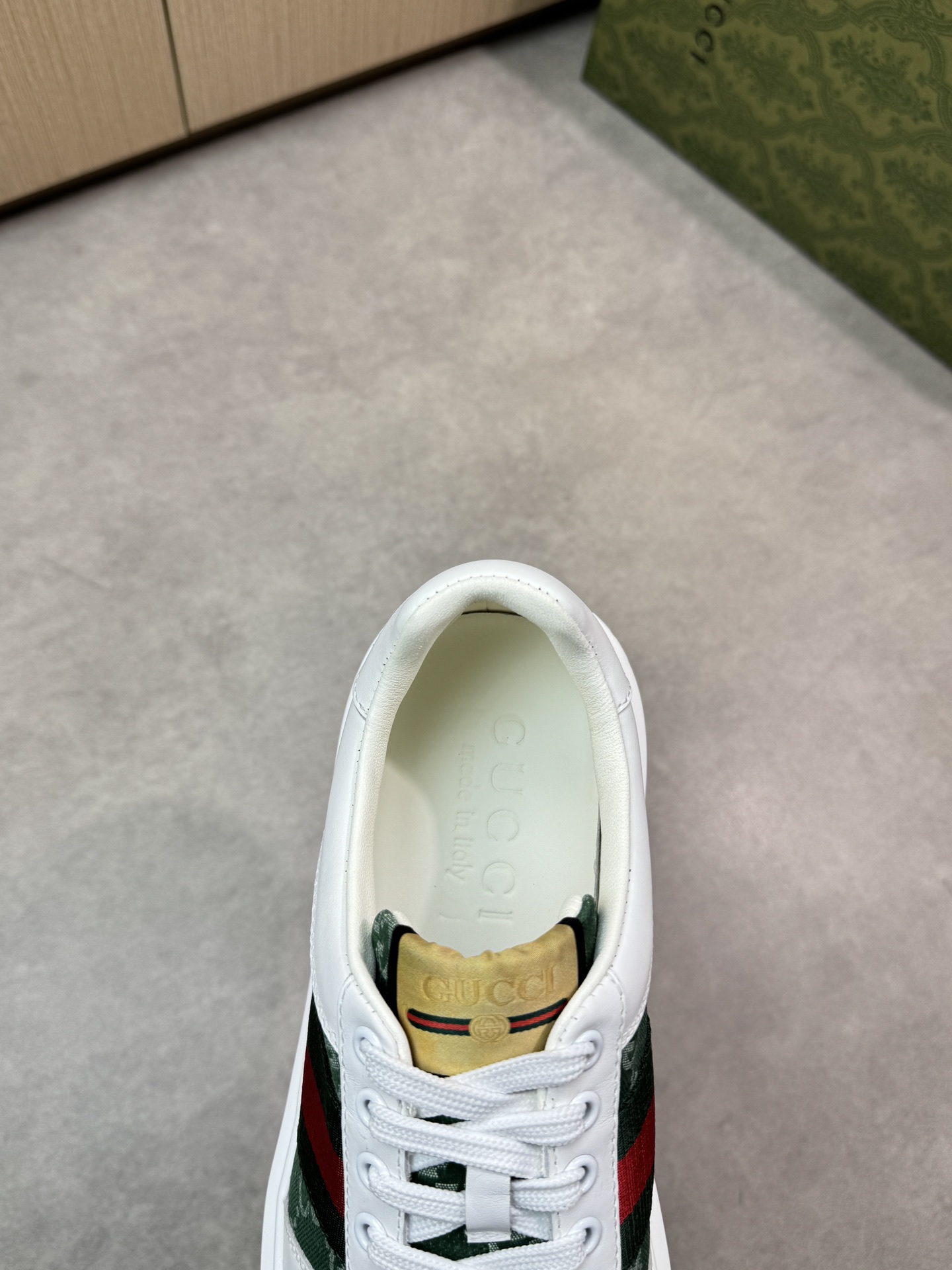 Gucci Men's Ace Embroidered Low-Top Sneakers, White Leather, Size 38-44 8 i1743355830 6805 6