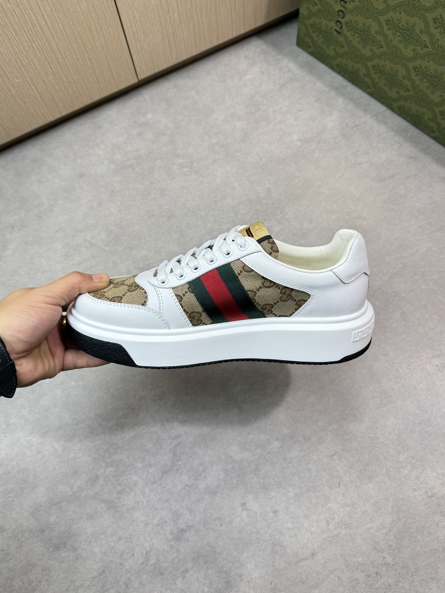 Gucci Leather Sneakers with Signature Web and Monogram Detail 6 i1743355845 2117 4