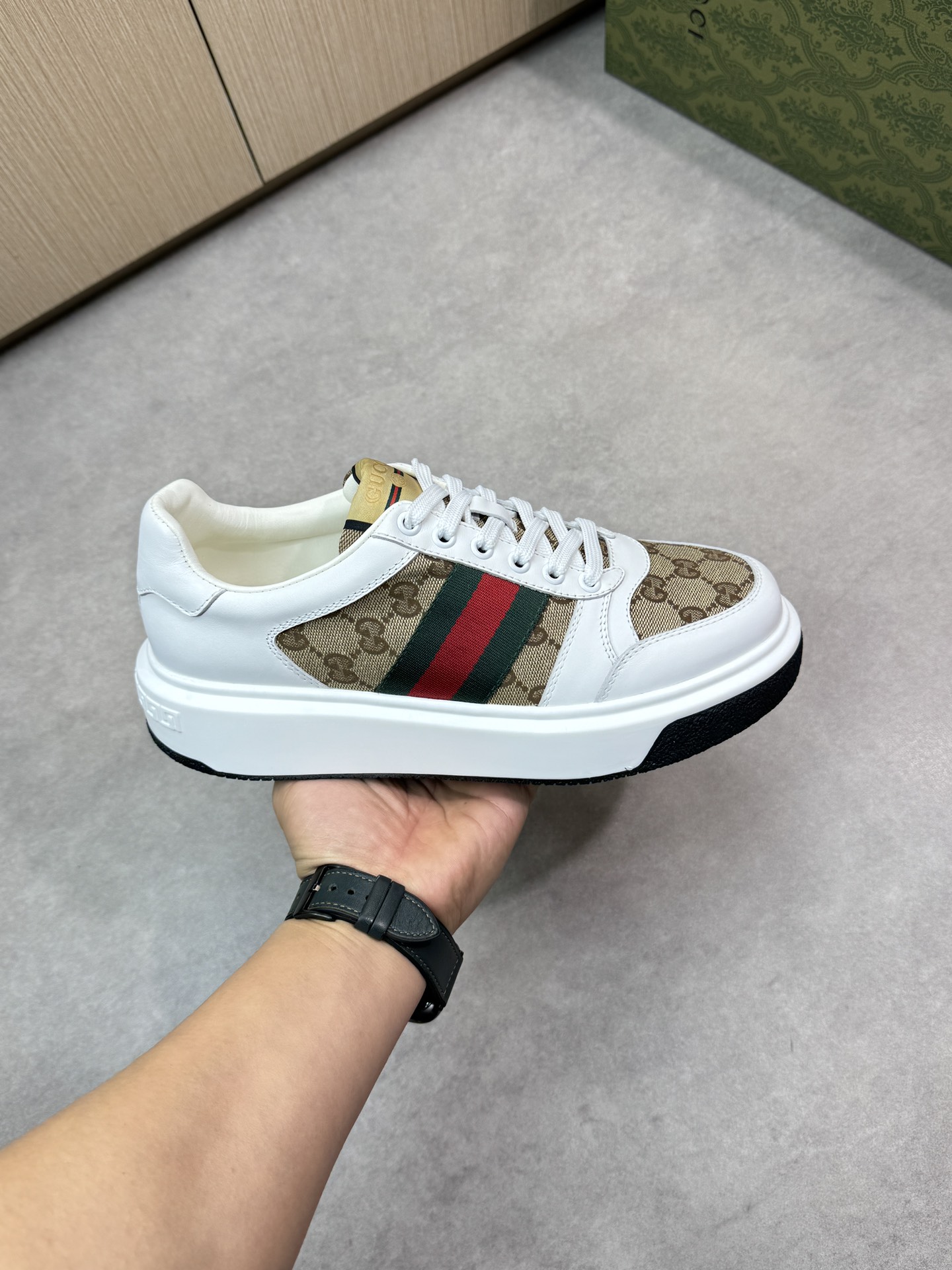 Gucci Leather Sneakers with Signature Web and Monogram Detail 5 i1743355845 3595 3
