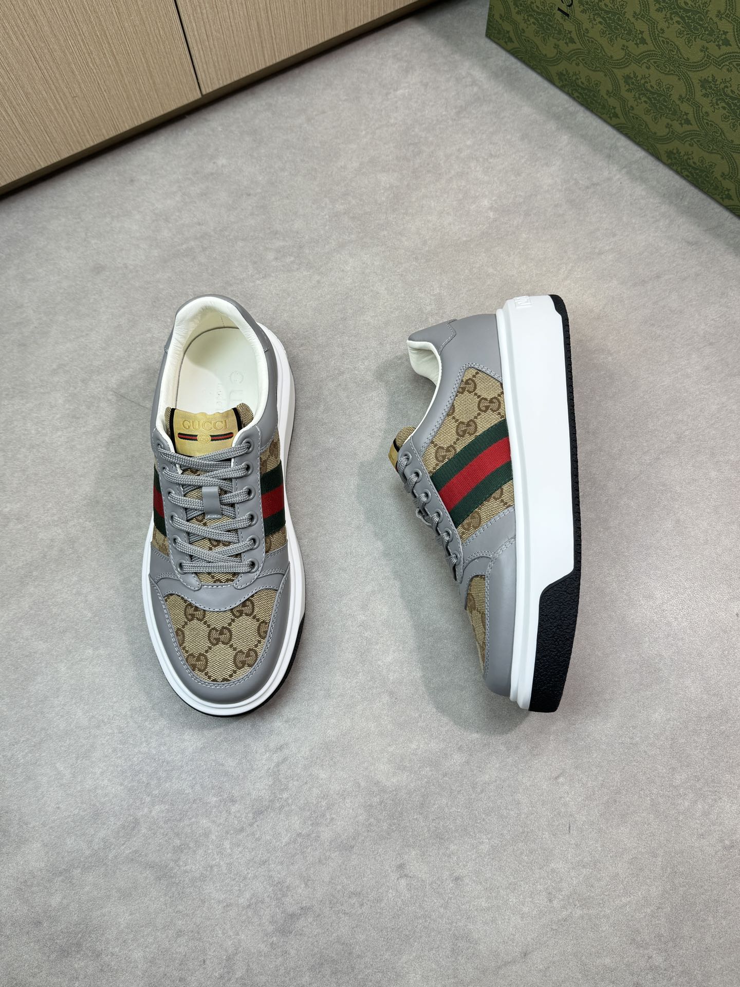 Gucci Men's Leather Sneaker with GG Motif and Web Stripe - Size 38-44 3 i1743355888 8220 1
