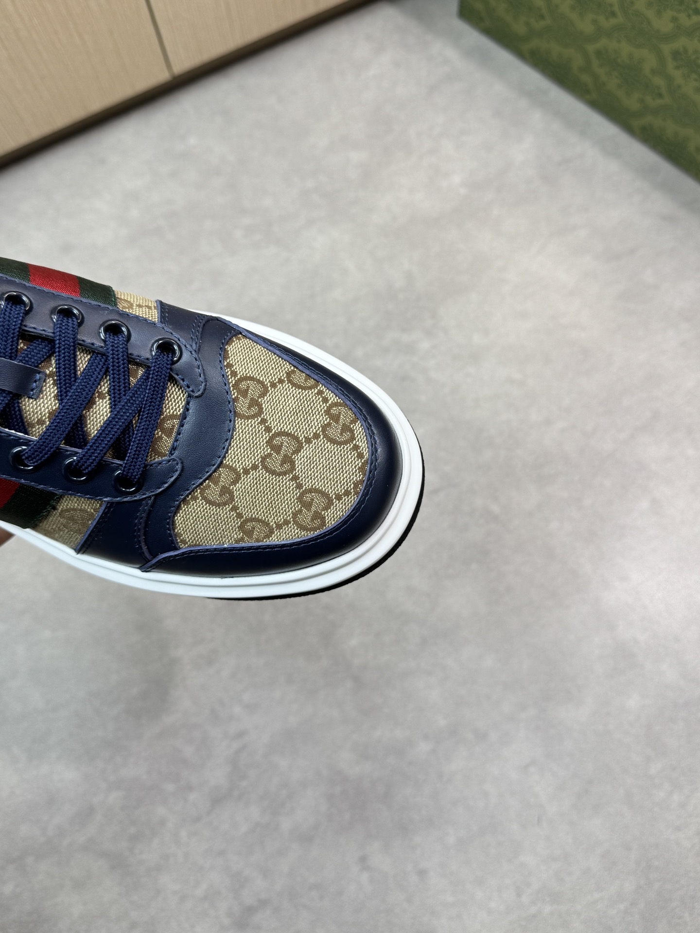Gucci Men's Nappa Leather and Canvas Sneakers with Web Stripe 7 i1743355901 691 5