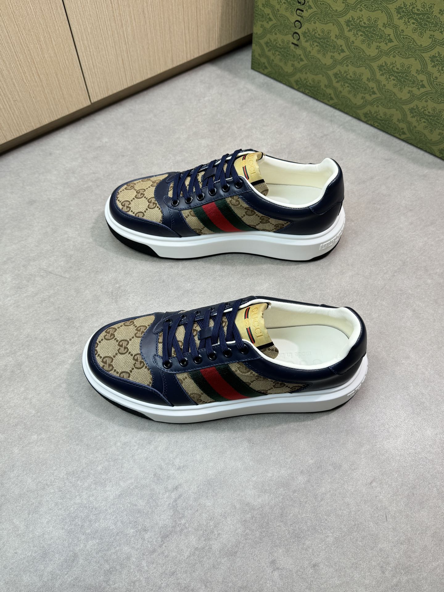 Gucci Men's Nappa Leather and Canvas Sneakers with Web Stripe 4 i1743355901 8300 2