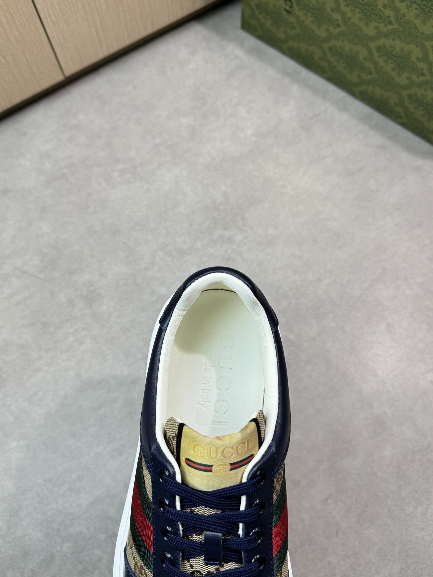 Gucci Men's Nappa Leather and Canvas Sneakers with Web Stripe 8 i1743355901 9216 6