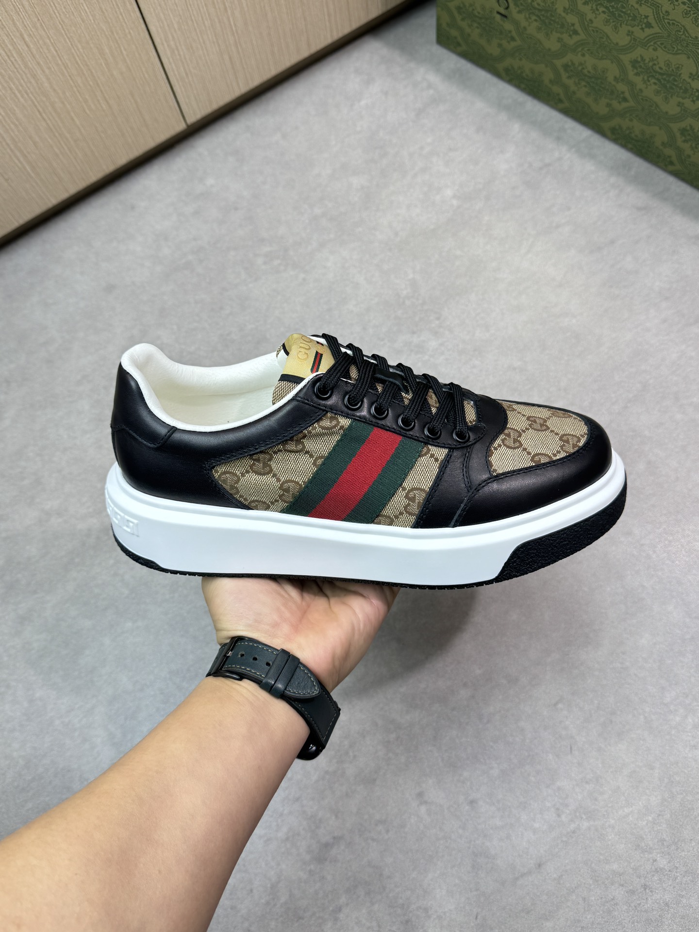 Gucci Men's GG Supreme Canvas and Leather Trim Sneakers Size 38-44 5 i1743355920 6665 3