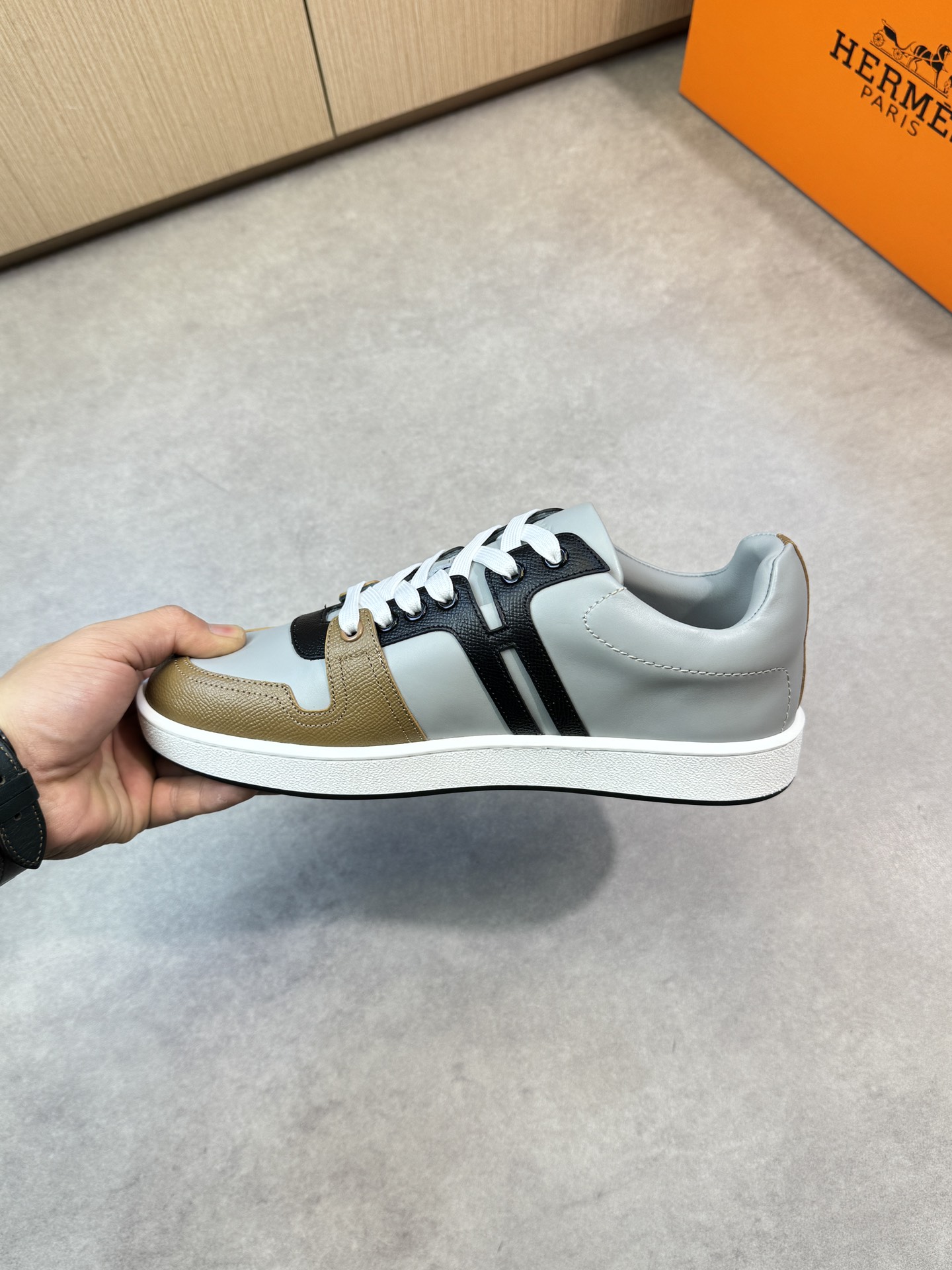 [HERMES] Hermes - Zapatillas deportivas originales de alta calidad - Exterior: piel de ternero napa,