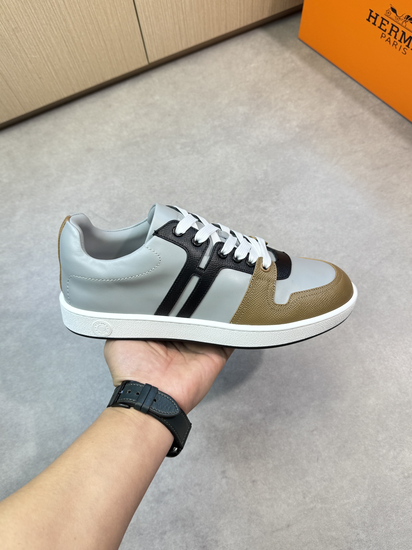 [HERMES] Hermes - Zapatillas deportivas originales de alta calidad - Exterior: piel de ternero napa,