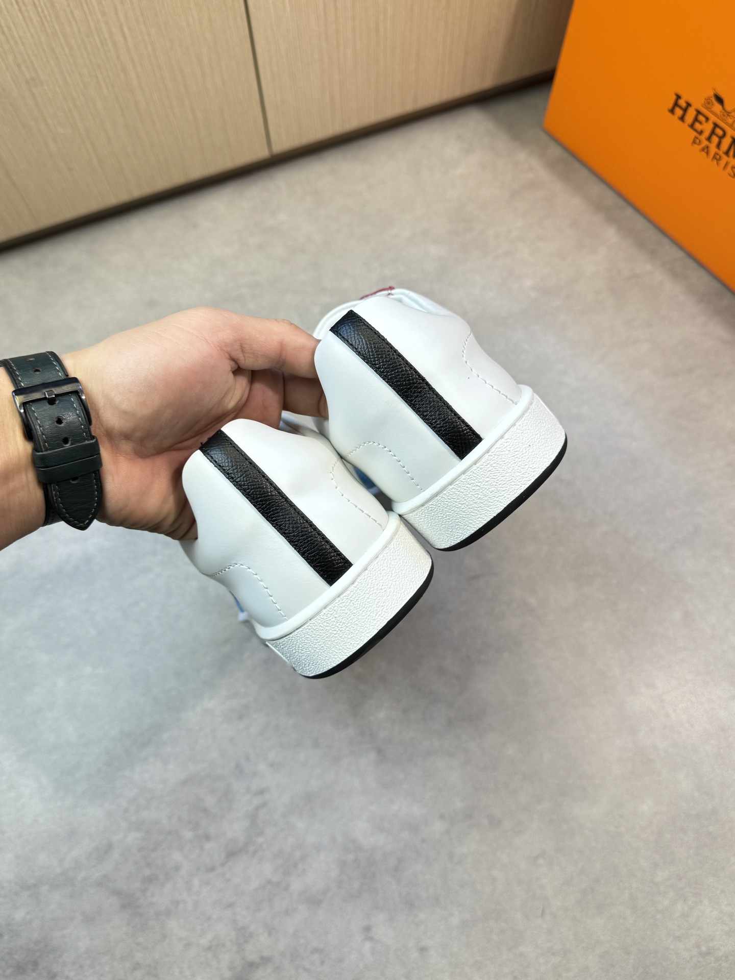 [HERMES] Hermes - Zapatillas deportivas originales de gama alta - Exterior: piel de ternero napa, pi