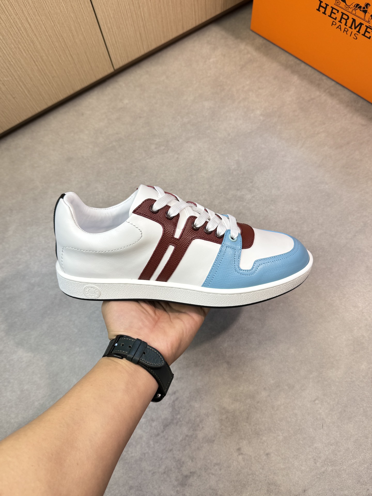 [HERMES] Hermes - Zapatillas deportivas originales de gama alta - Exterior: piel de ternero napa, pi