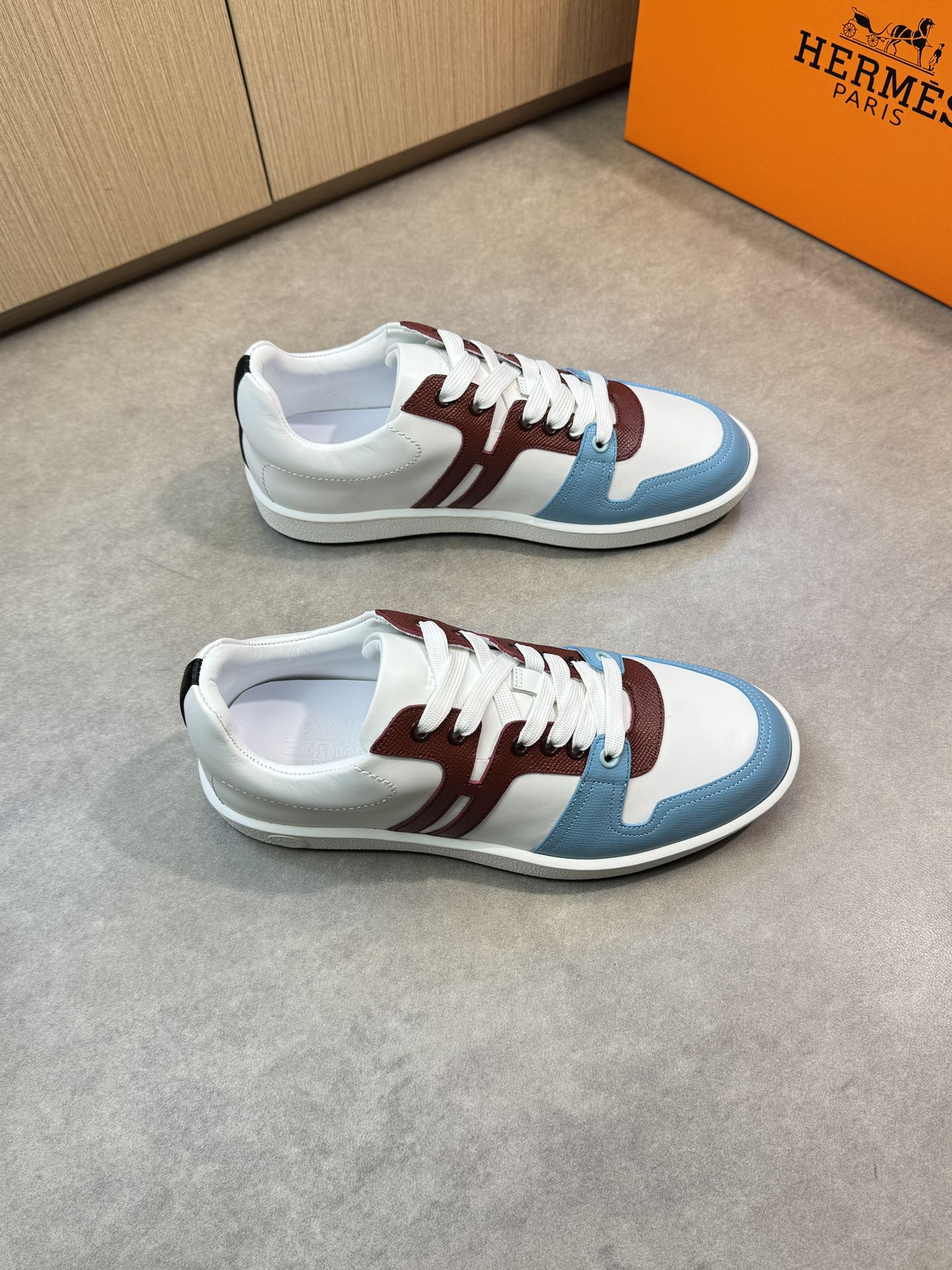 [HERMES] Hermes - Zapatillas deportivas originales de gama alta - Exterior: piel de ternero napa, pi