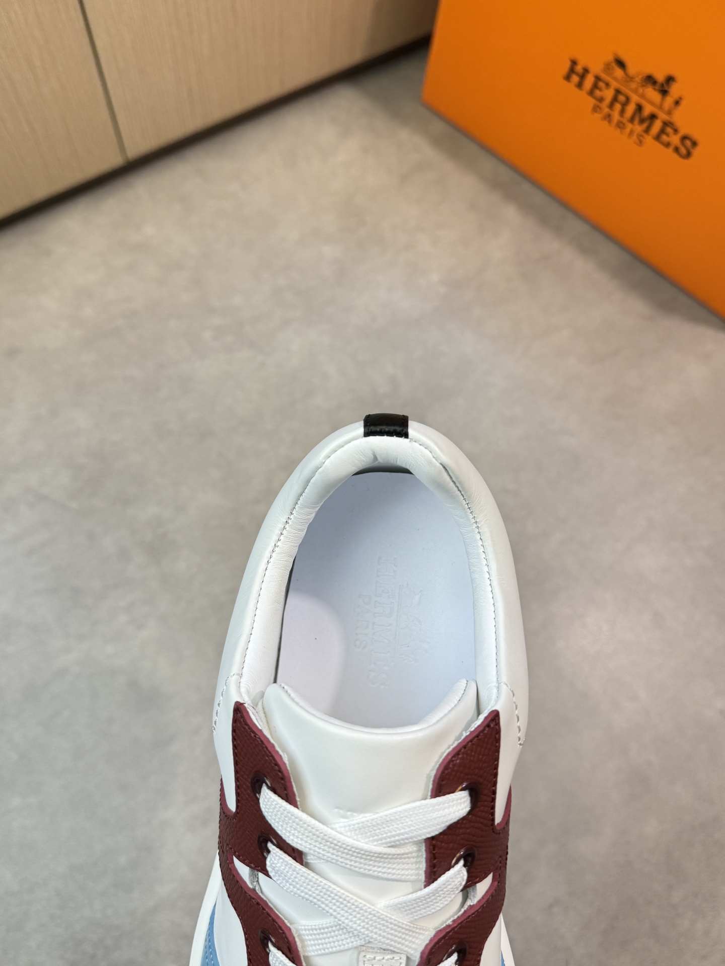 [HERMES] Hermes - Zapatillas deportivas originales de gama alta - Exterior: piel de ternero napa, pi