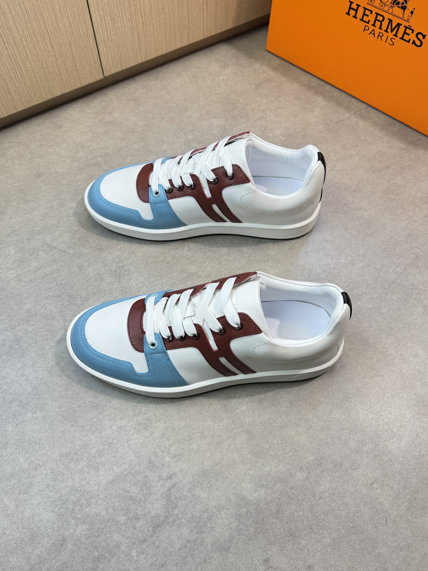 [HERMES] Hermes - Zapatillas deportivas originales de gama alta - Exterior: piel de ternero napa, pi
